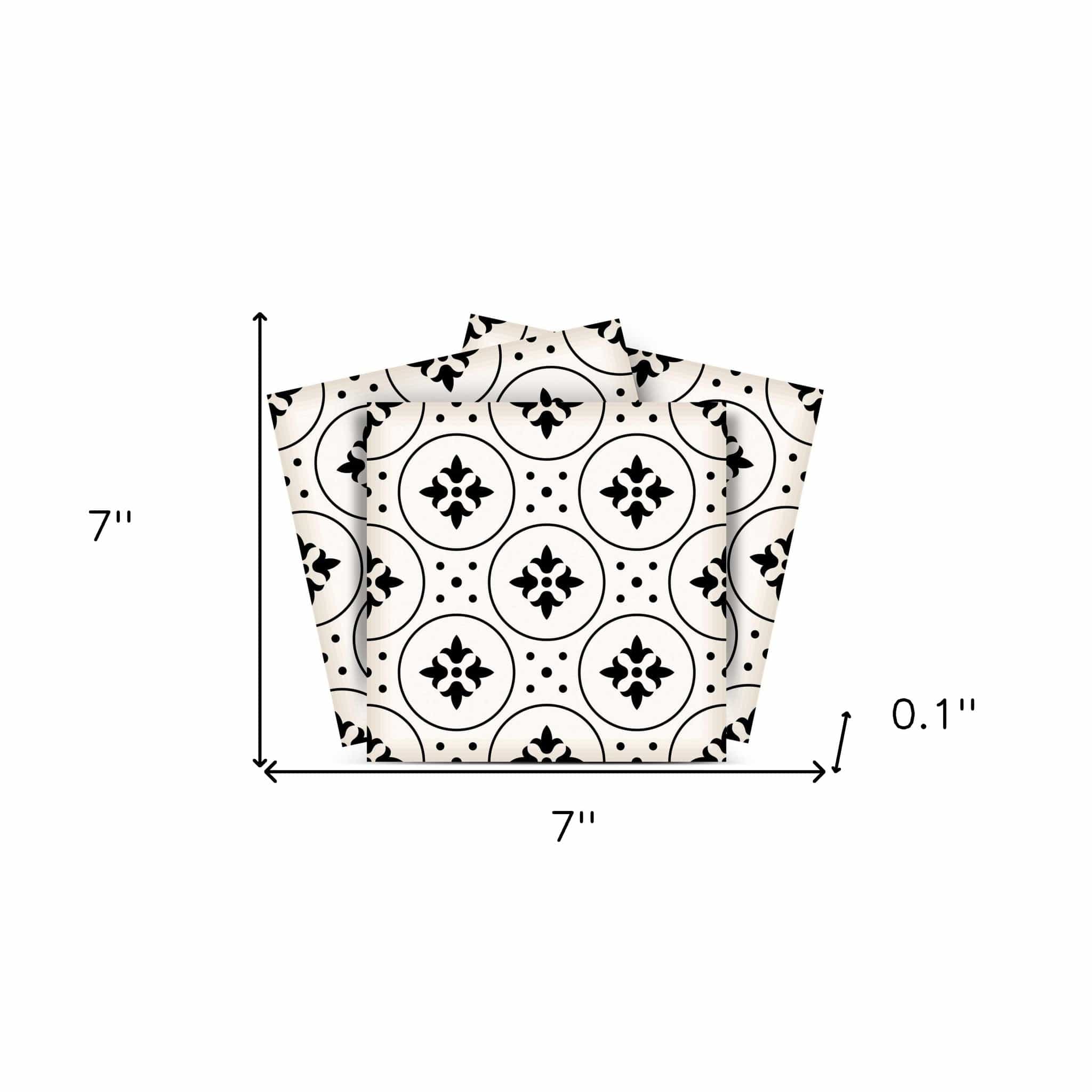 7" X 7" Black and White Rosa Peel and Stick Removable Tiles - Image 9
