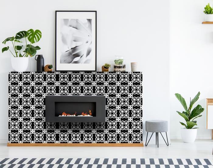7" X 7" Black and White Stark Peel and Stick Removable Tiles - Image 4