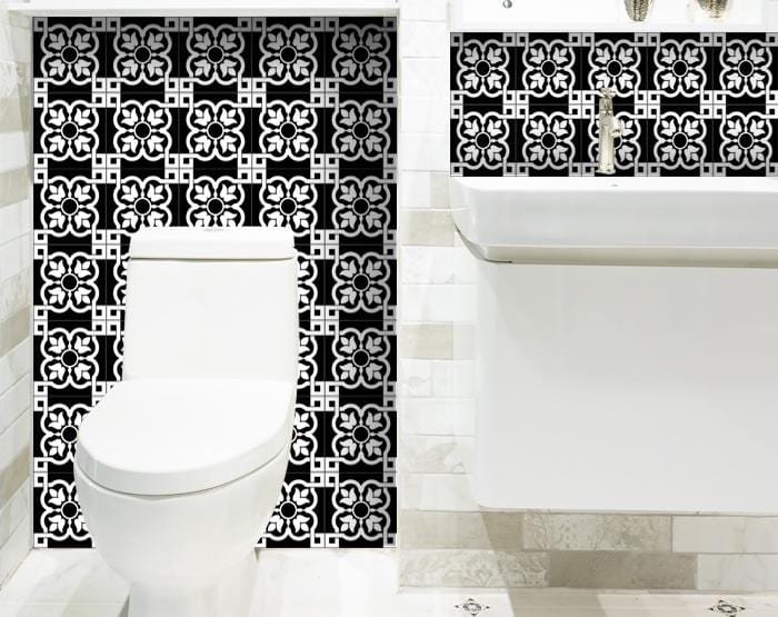 7" X 7" Black and White Stark Peel and Stick Removable Tiles - Image 7
