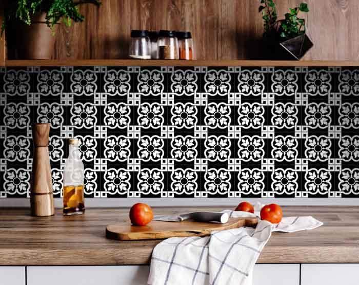 7" X 7" Black and White Stark Peel and Stick Removable Tiles - Image 9