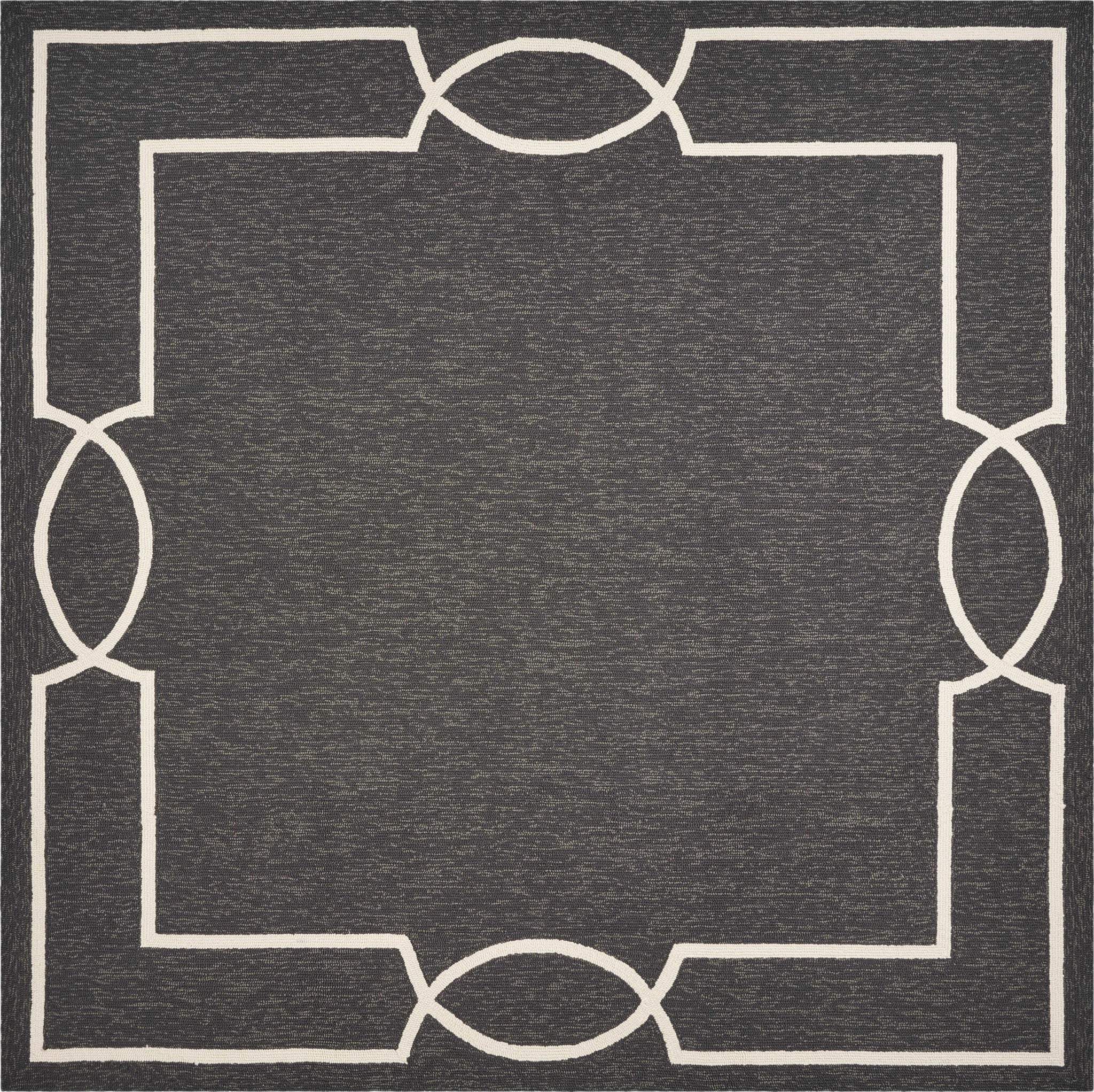7' X 7' Black Geometric Hand Hooked Area Rug - Image 5
