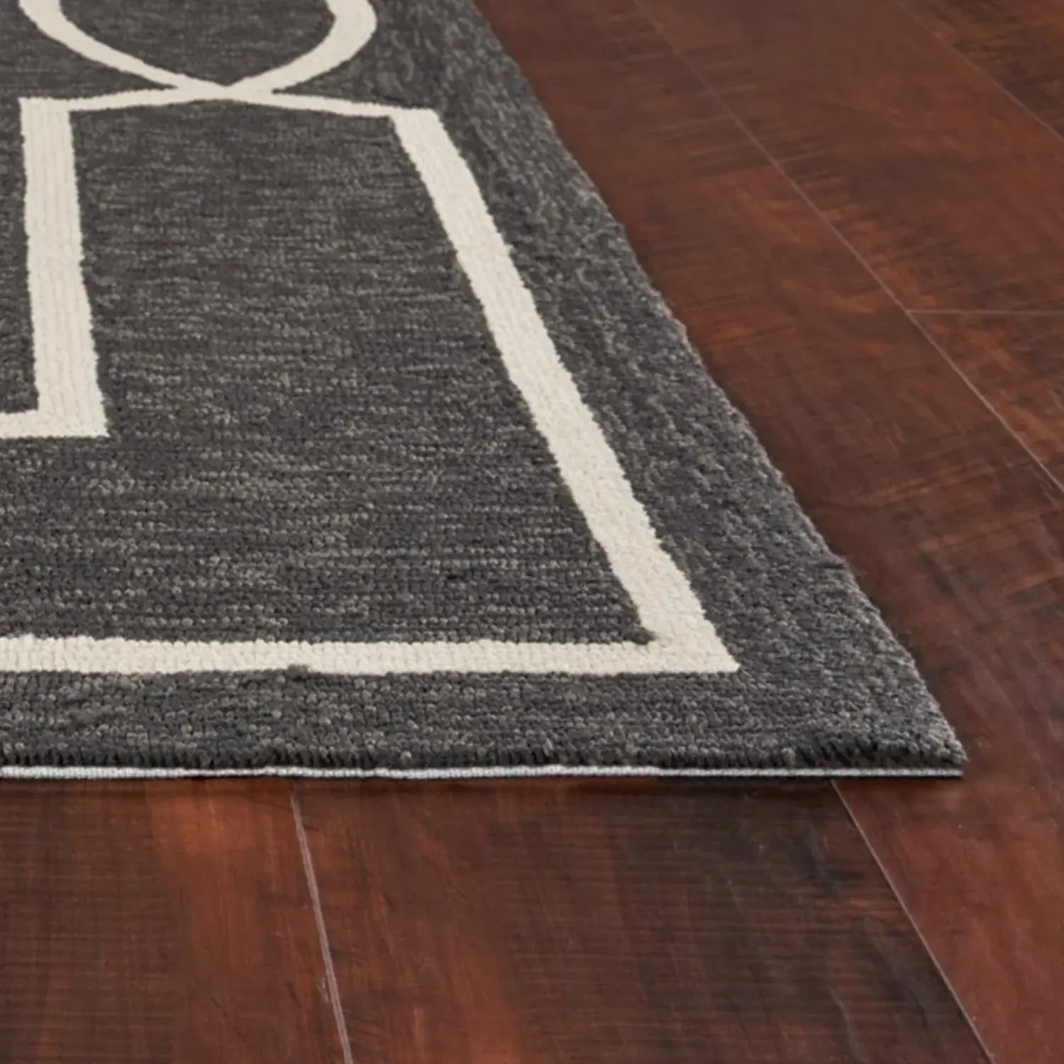 7' X 7' Black Geometric Hand Hooked Area Rug - Image 6