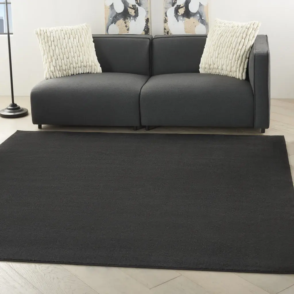 7' X 7' Black Square Non Skid Indoor Outdoor Area Rug - Image 4