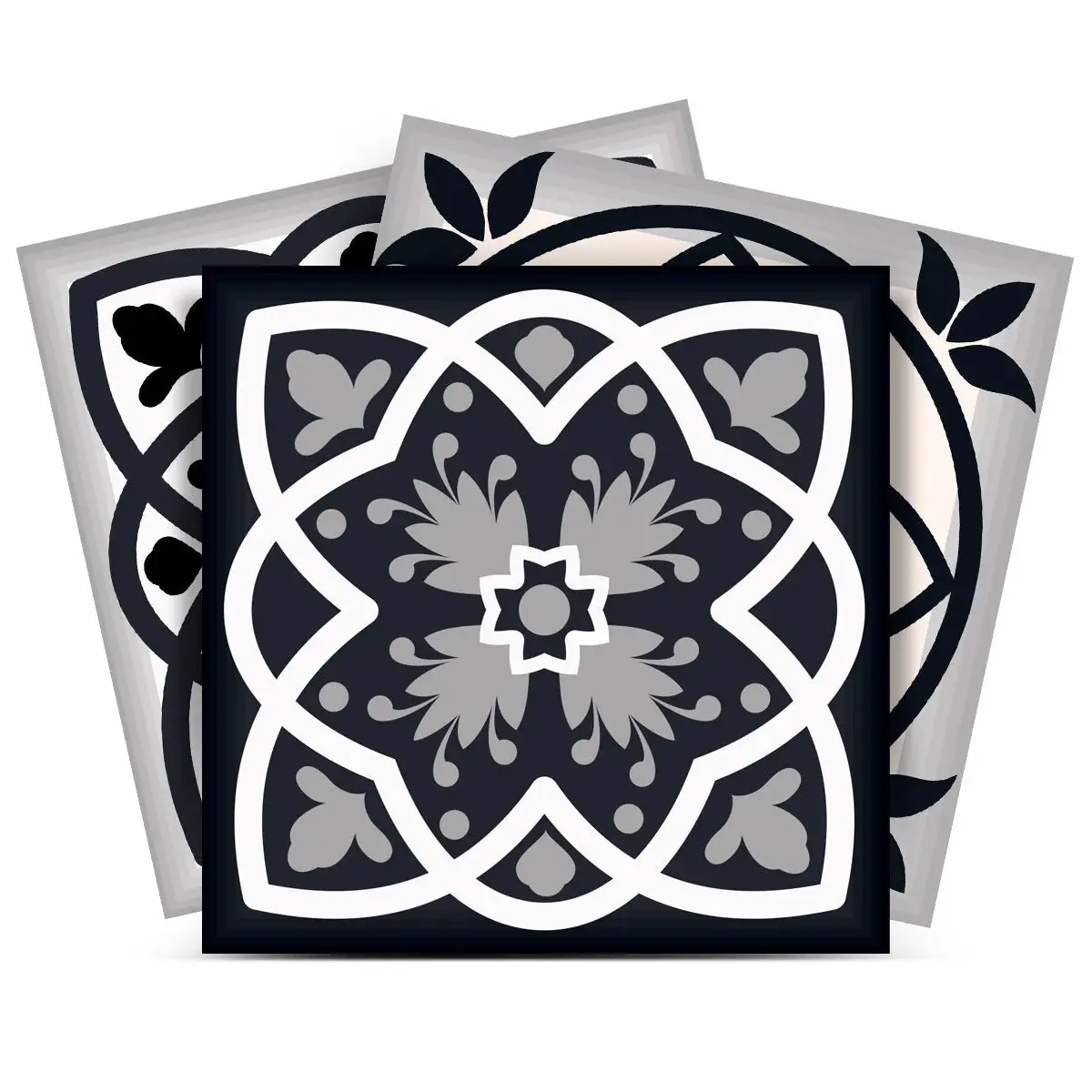 7" X 7" Black White And Tan Peel And Stick Removable Tiles - Image 4