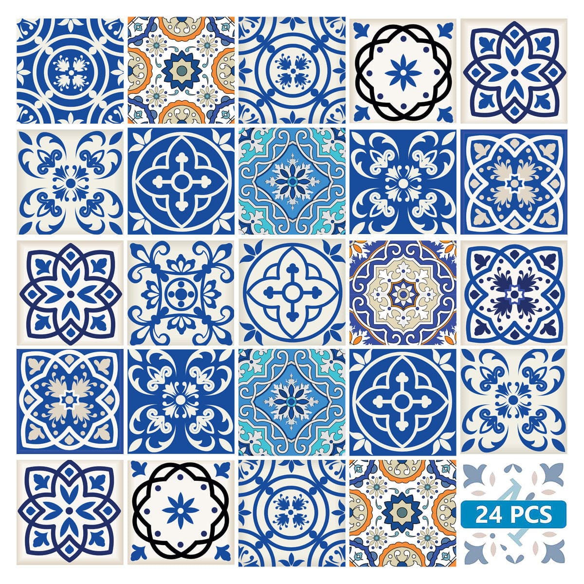 7" x 7" Blue and Aqua Pop Mosaic Peel and Stick Removable Tiles - Image 2