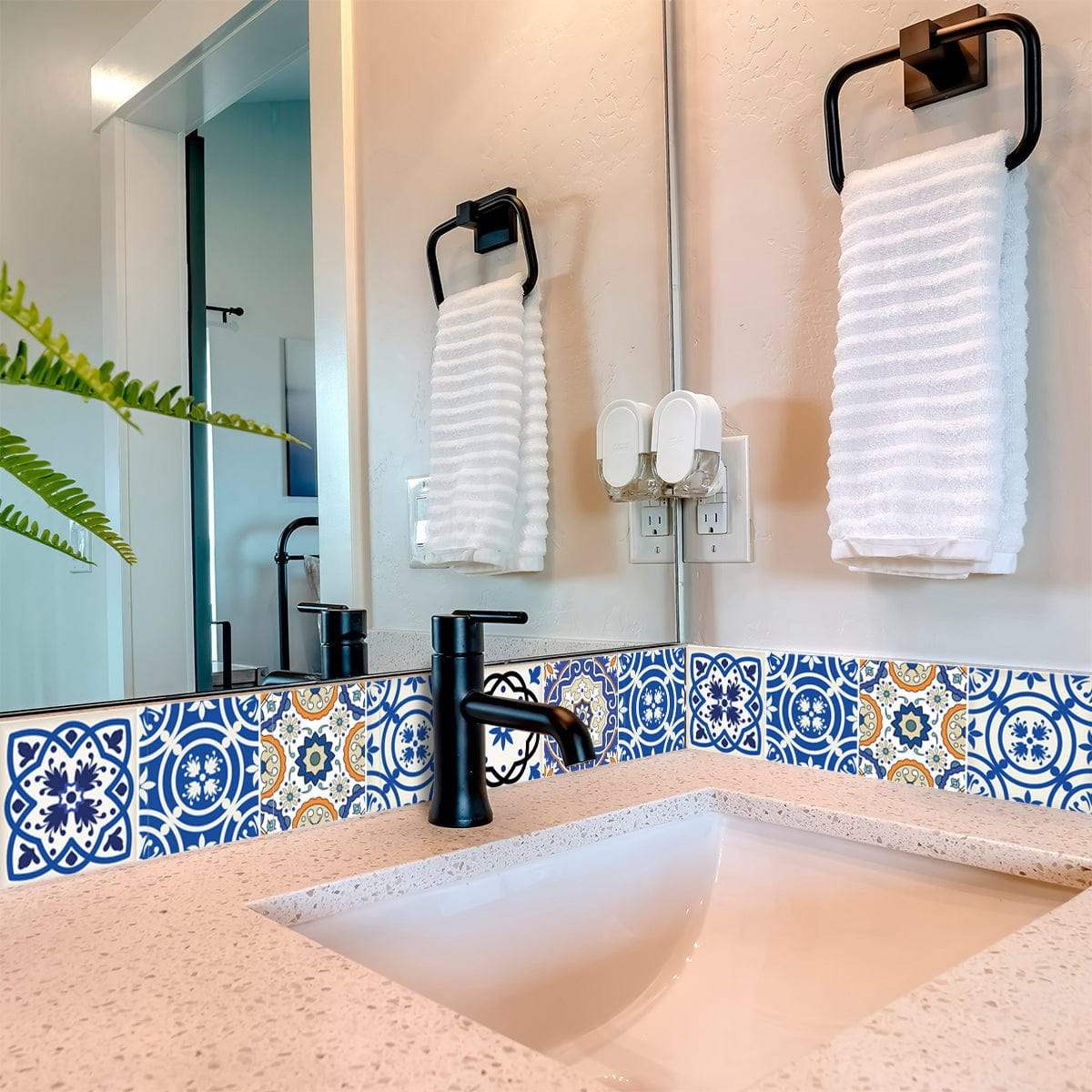 7" x 7" Blue and Aqua Pop Mosaic Peel and Stick Removable Tiles - Image 8