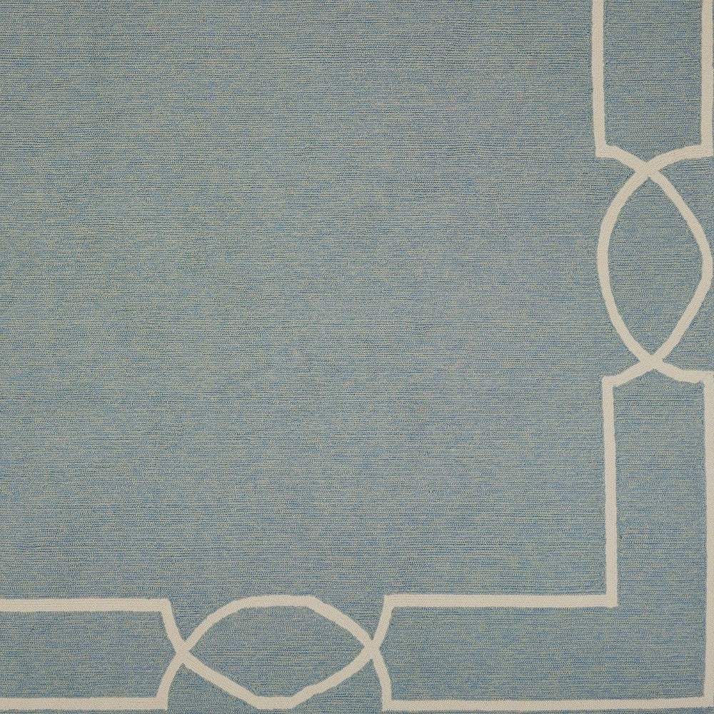 7' X 7' Blue and Ivory Geometric Hand Hooked Area Rug - Image 4