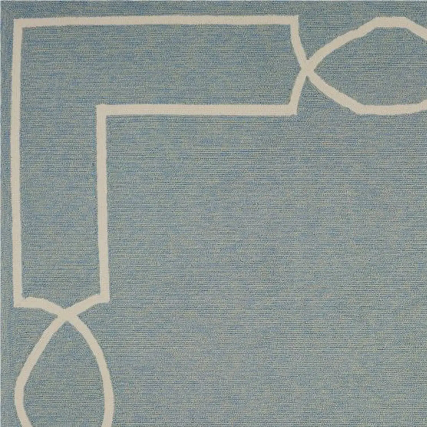 7' X 7' Blue and Ivory Geometric Hand Hooked Area Rug - Image 5