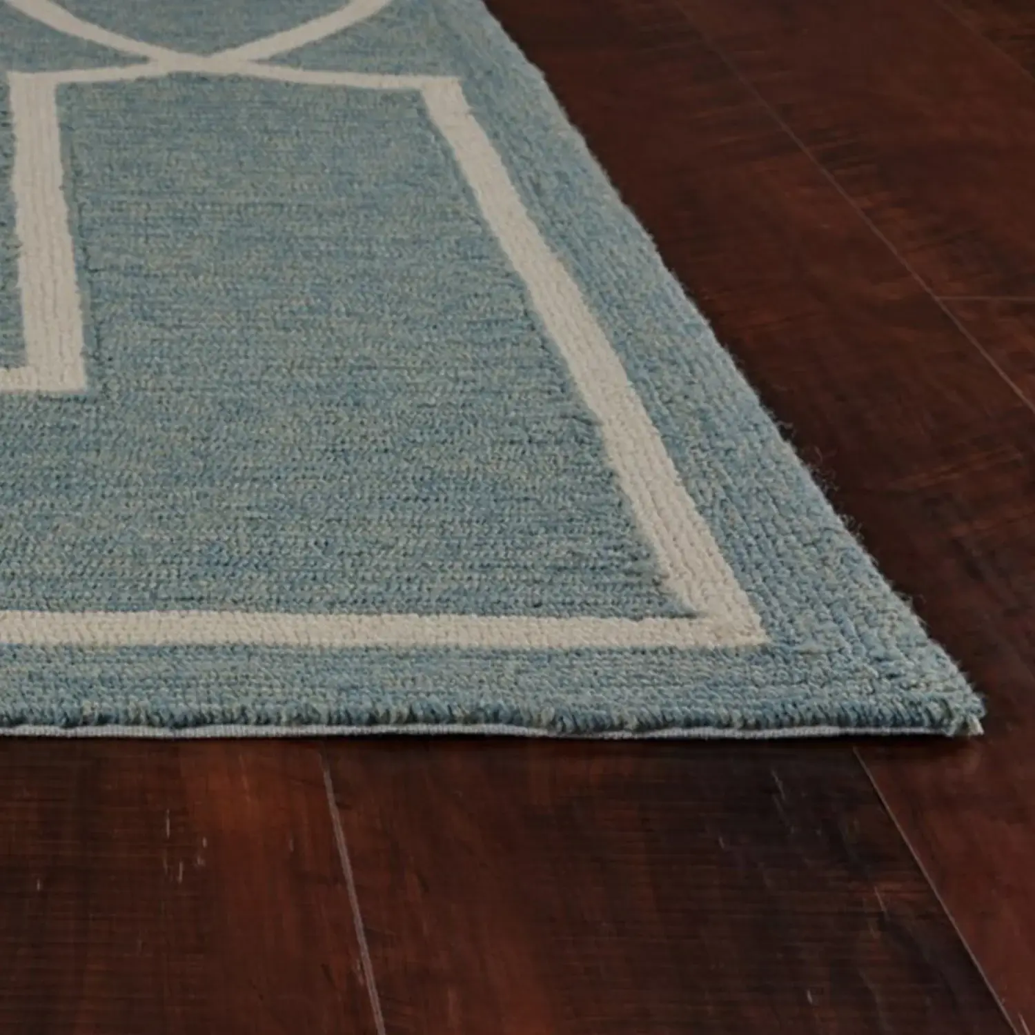 7' X 7' Blue and Ivory Geometric Hand Hooked Area Rug - Image 6