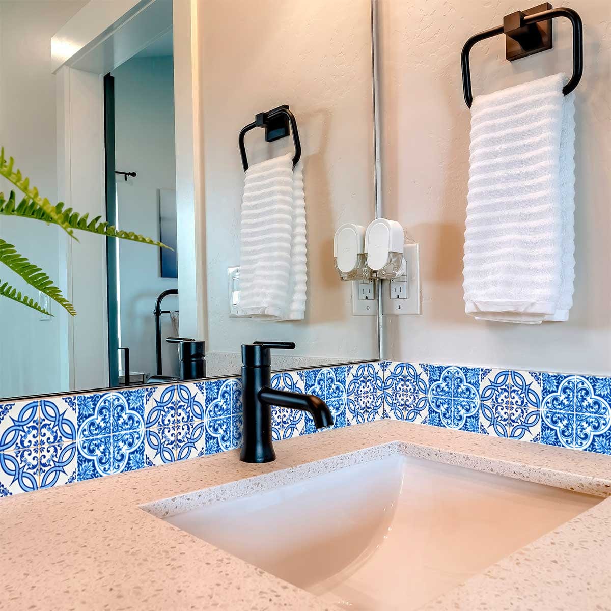 7" X 7" Blue and White Medi Peel And Stick Tiles - Image 7