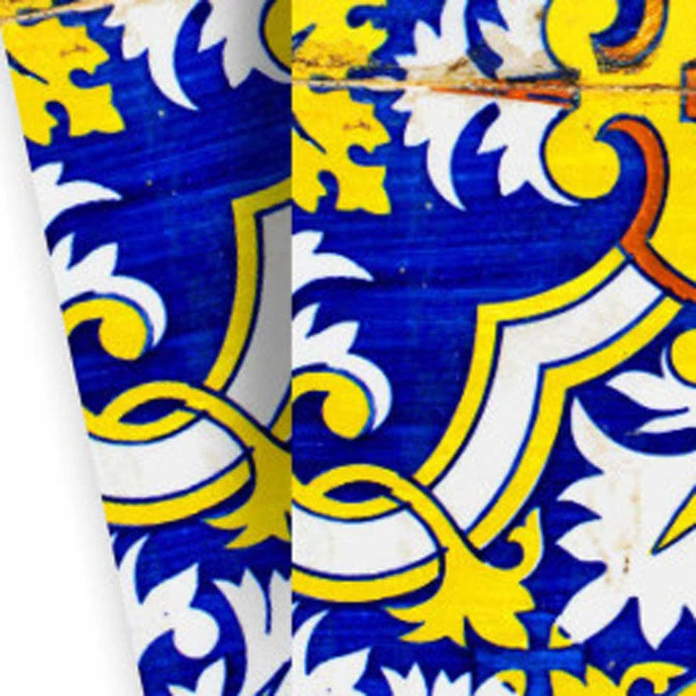 7" X 7" Blue and Yellow Links Peel And Stick Tiles - Image 2