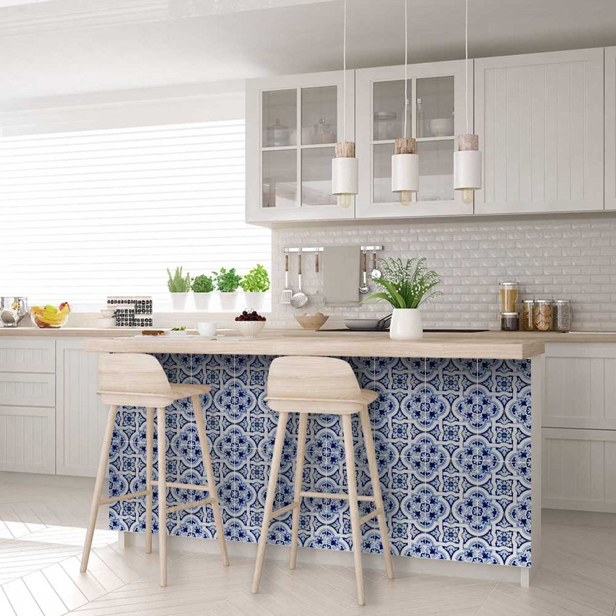 7" X 7" Blue Mia Gia Peel And Stick Removable Tiles - Image 8