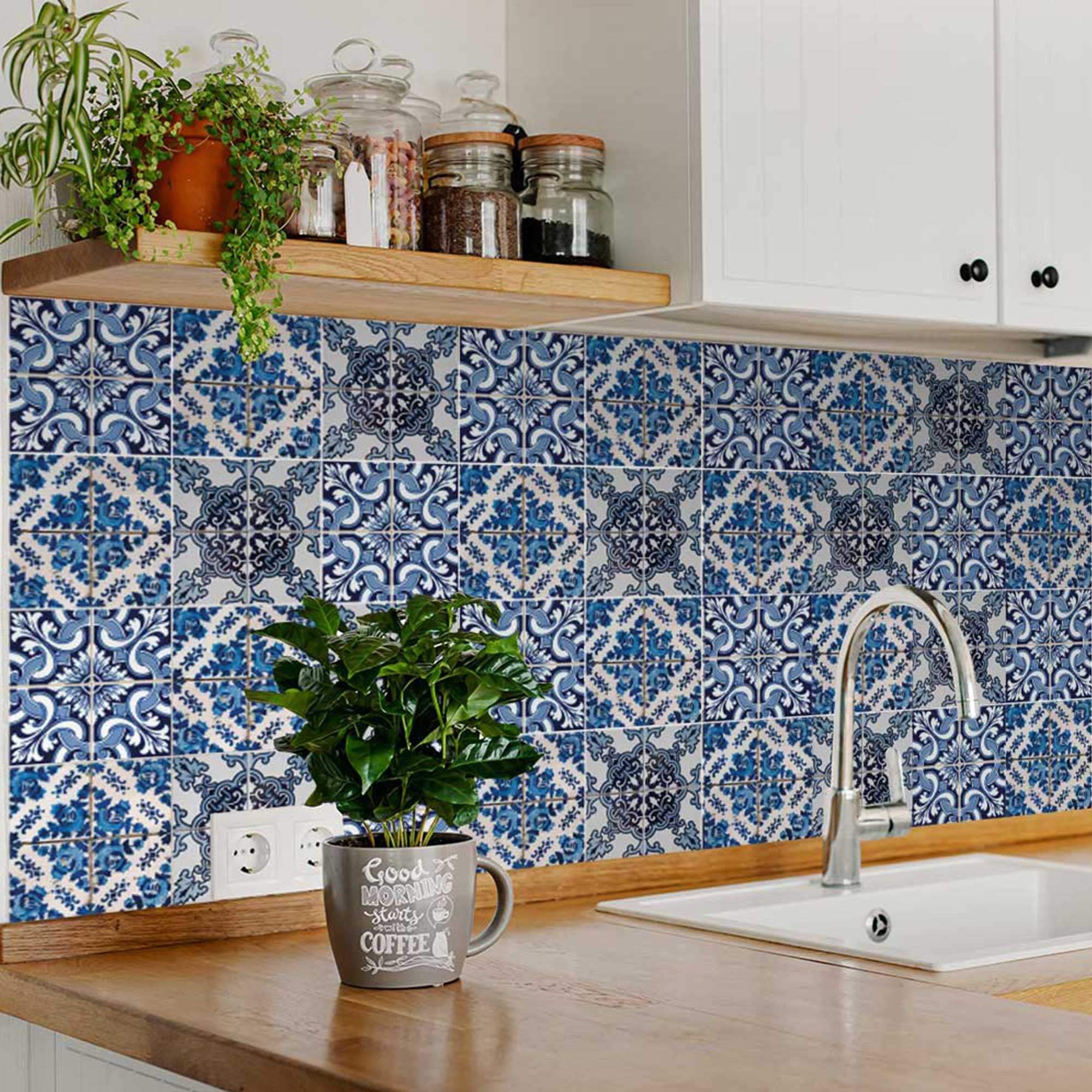 7" X 7" Blue Multi Mosaic Peel and Stick Tiles - Image 5
