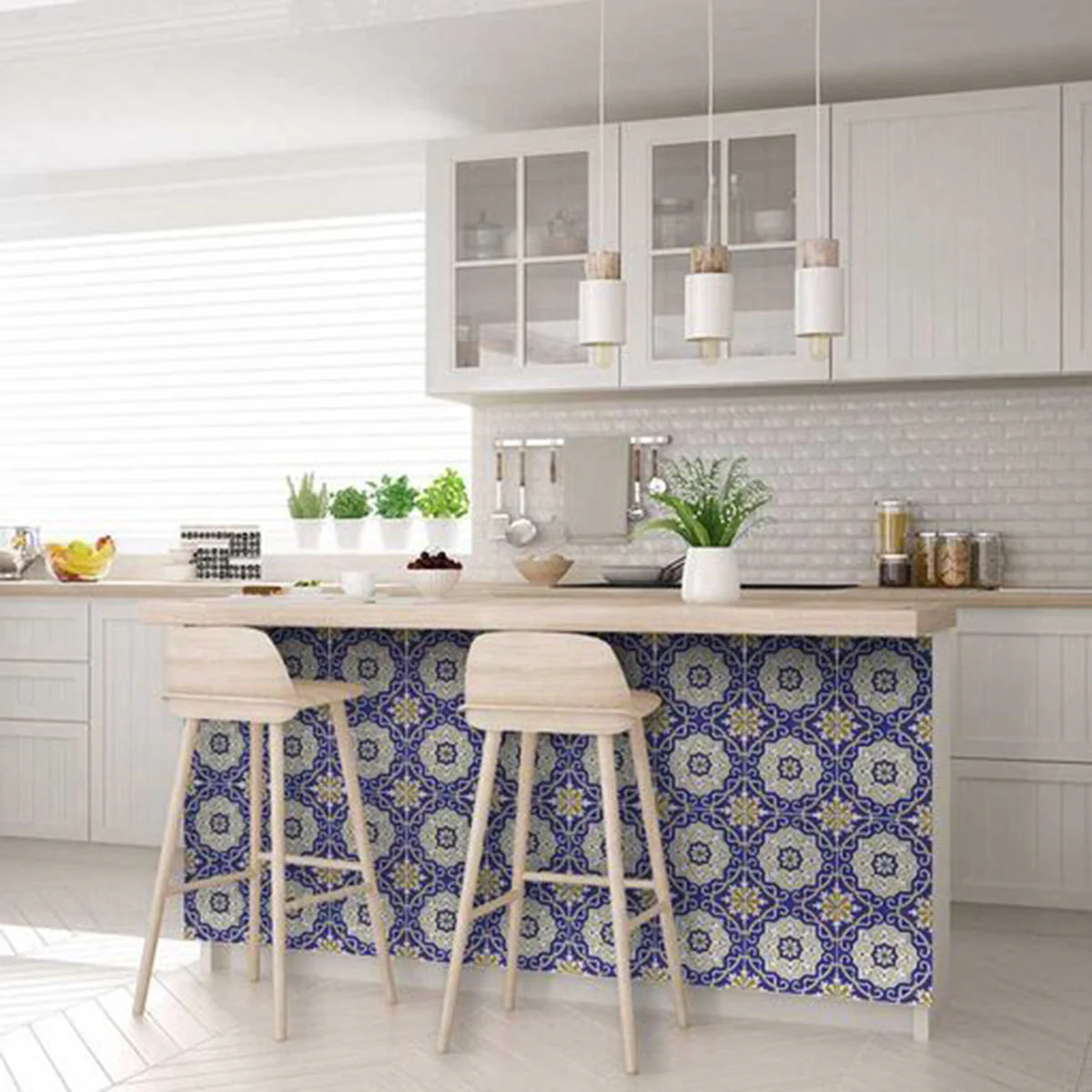 7" X 7" Blue White and Gold Mosaic Removable Tiles - Image 8