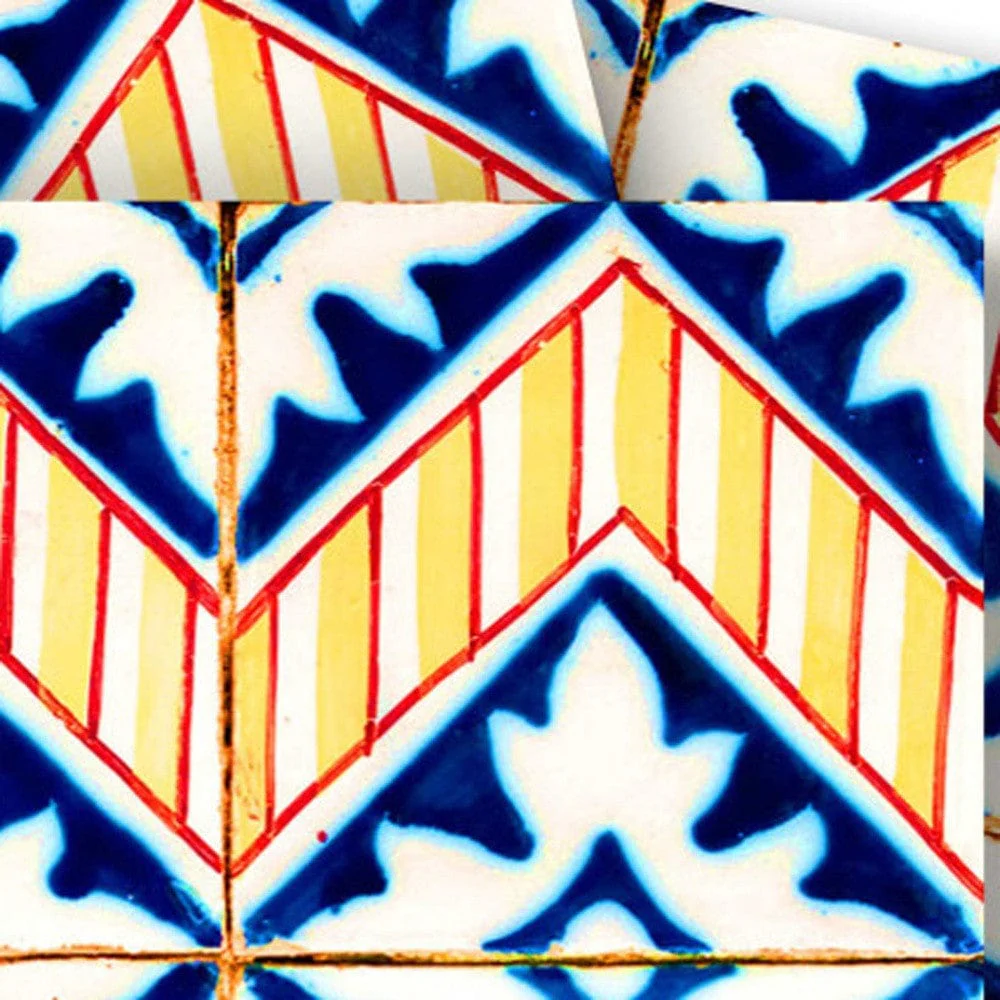 7" X 7" Blue Yellow Zig Peel and Stick Tiles - Image 2