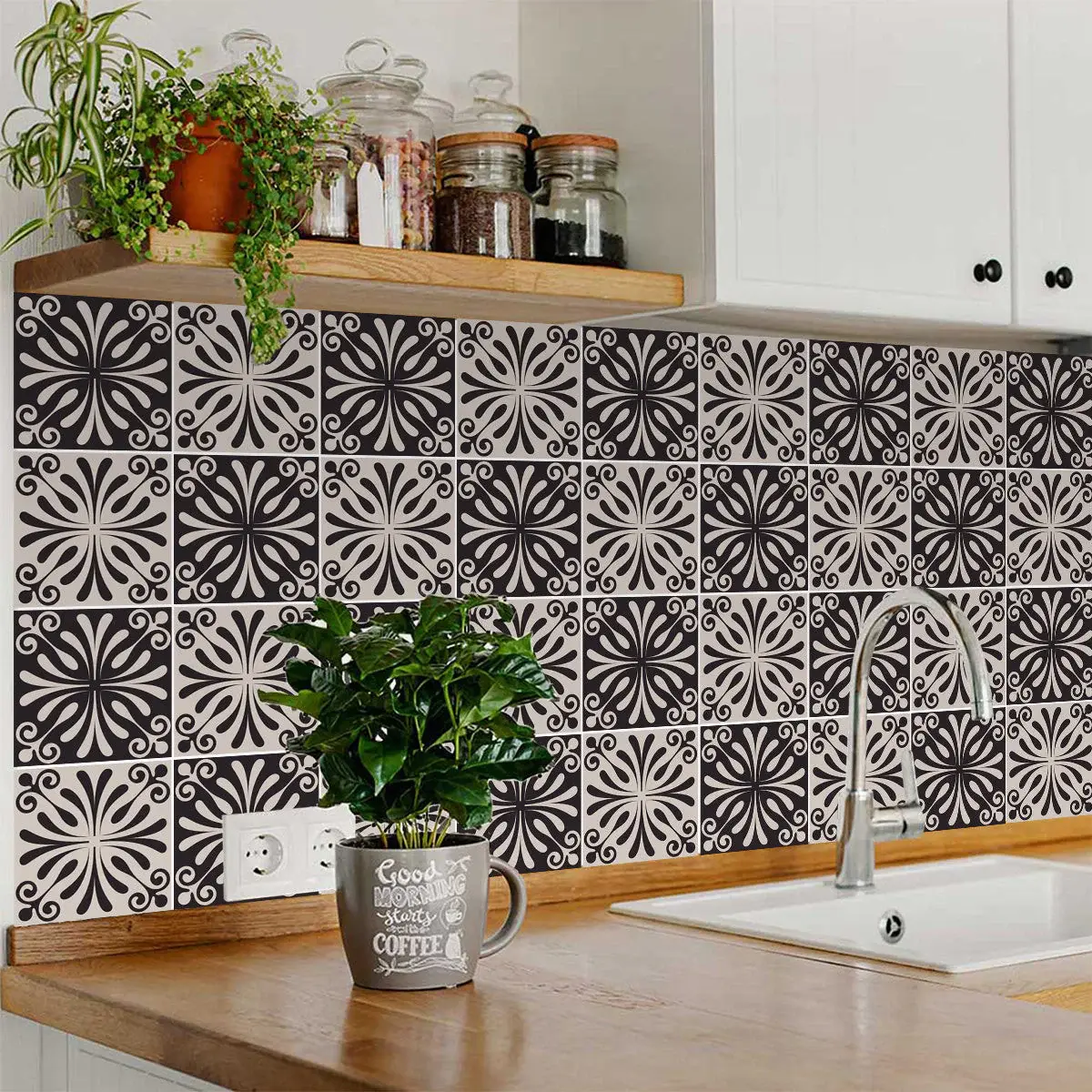 7" X 7" Cinnamon Swirl Peel And Stick Removable Tiles - Image 4