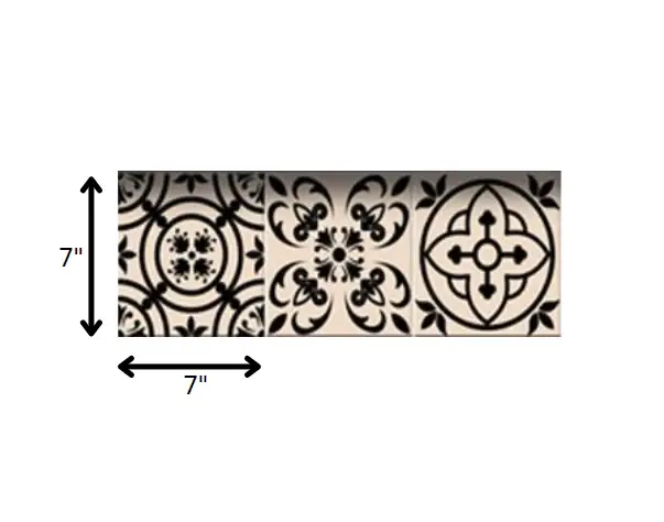 7" X 7" Cream And Black Mosaic Peel And Stick Removable Tiles - Image 8