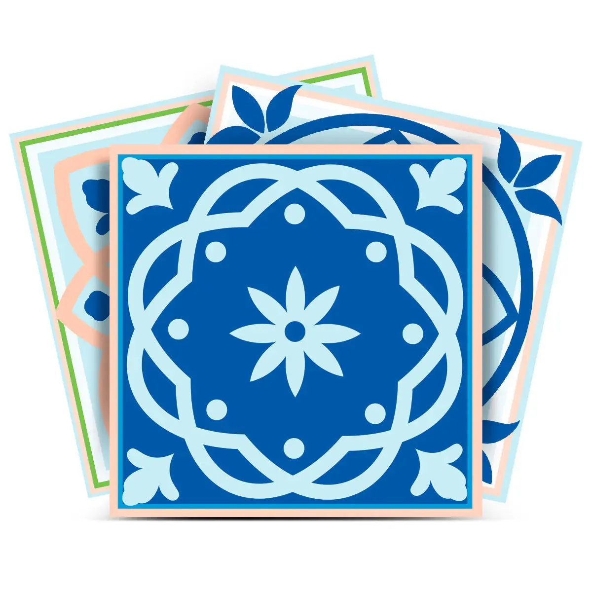 7" X 7" Dark And Light Blue Mosaic Peel And Stick Removable Tiles - Image 3