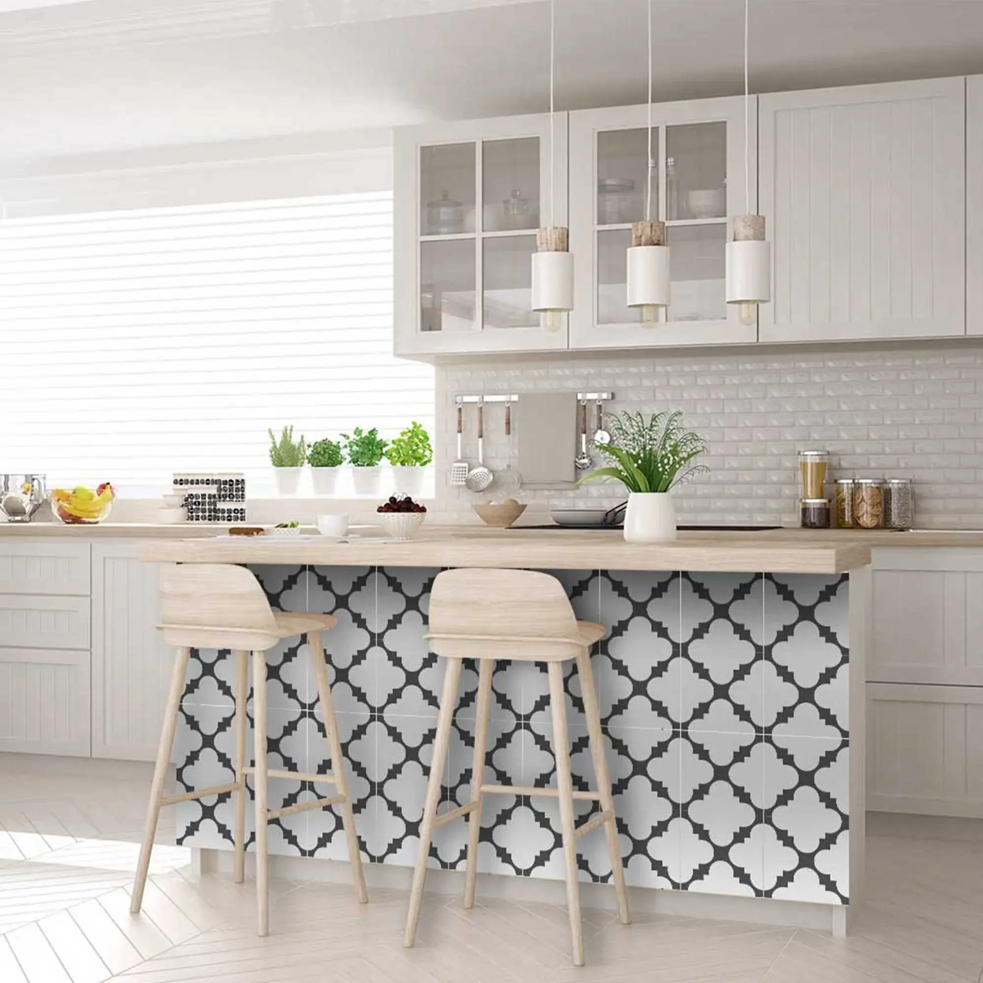 7" X 7" Dark Gray And White Tri Peel And Stick Tiles - Image 9