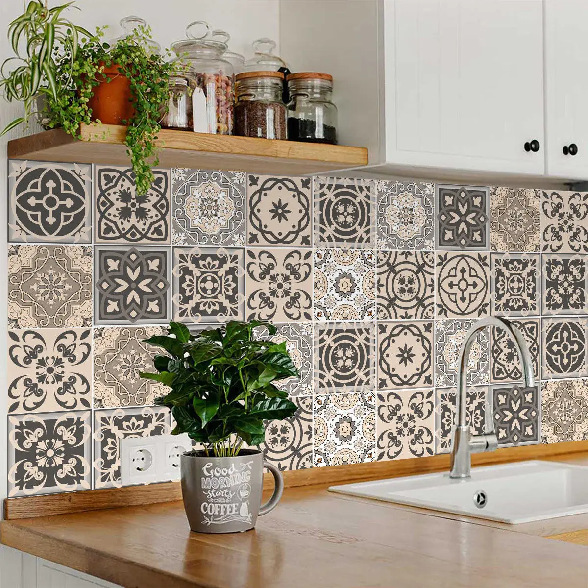 7" X 7" Espresso Brown Mosaic Peel And Stick Removable Tiles - Image 4
