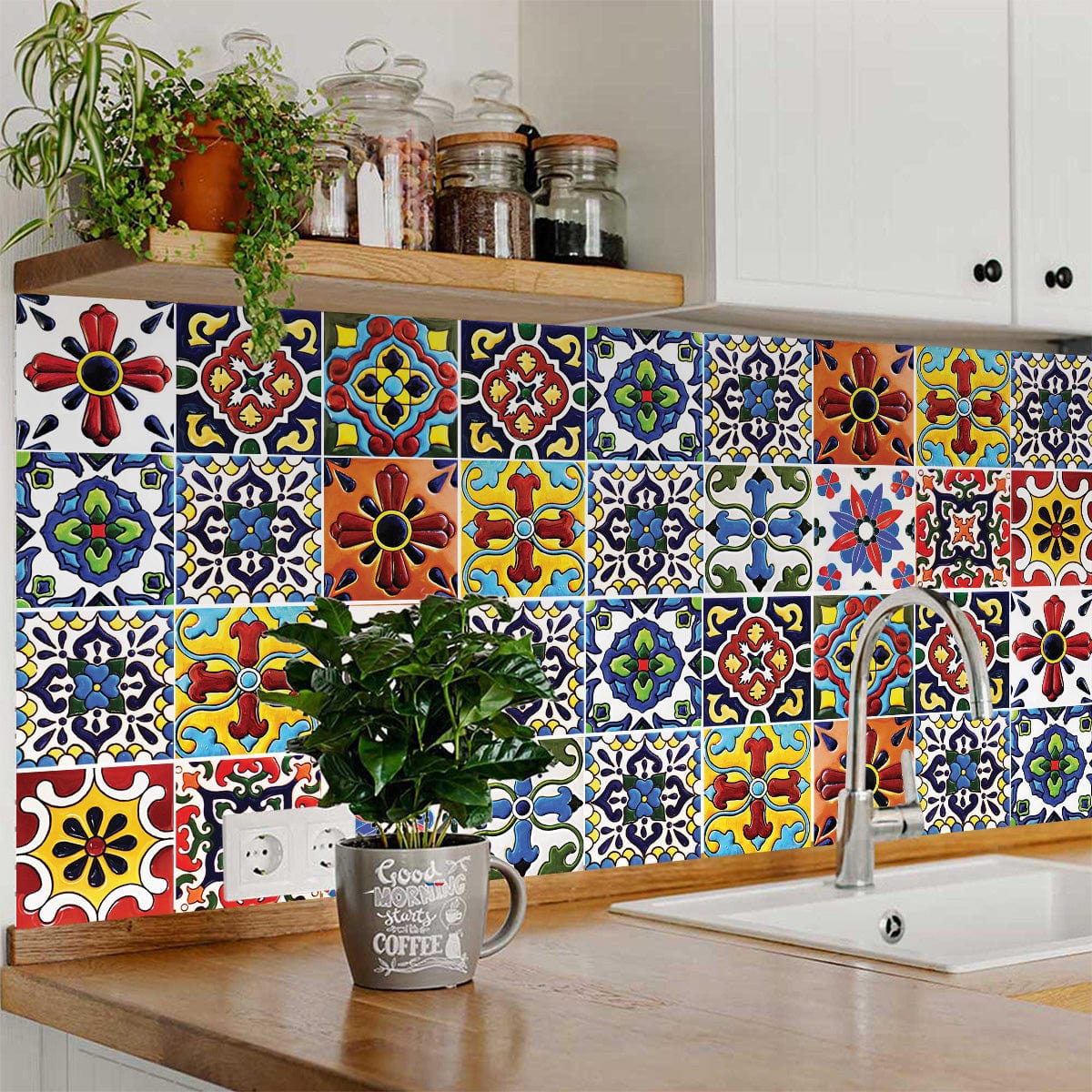 7" X 7" Festival Brights Mosaic Peel And Stick Removable Tiles - Image 6