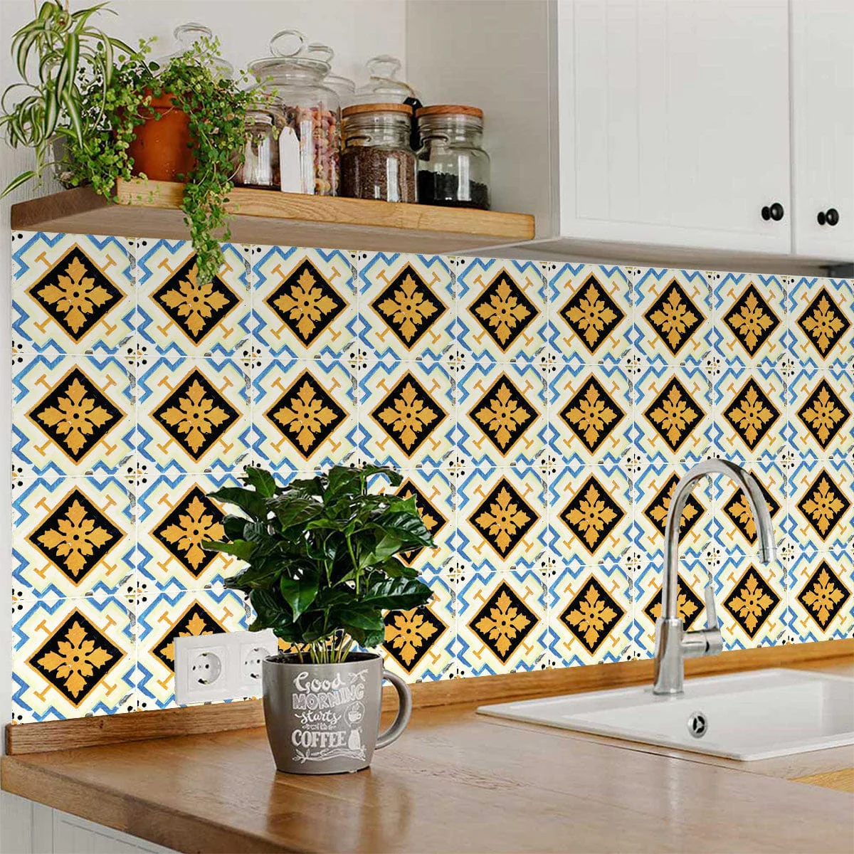 7" x 7" Gold Snowflake Peel and Stick Removable Tiles - Image 3