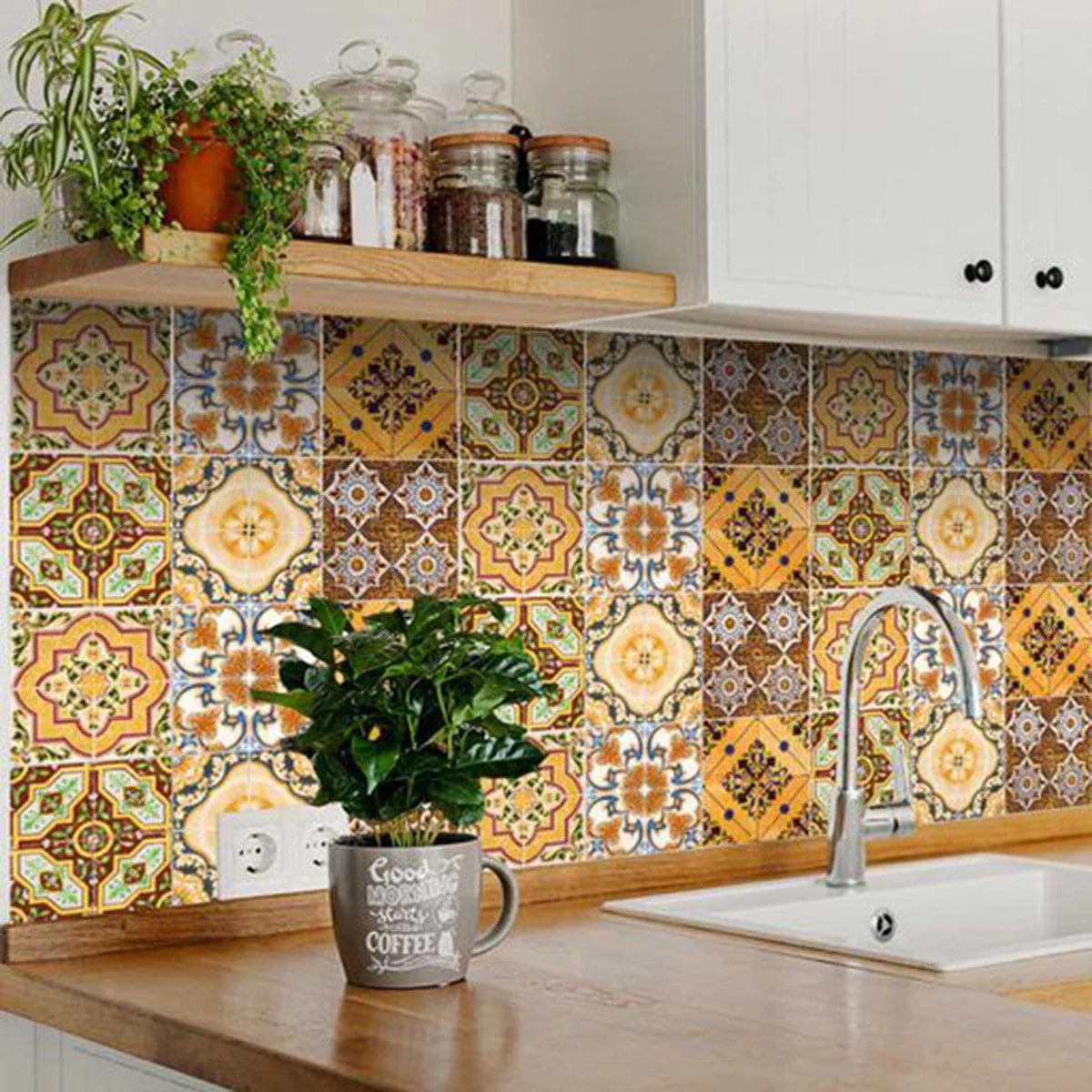 7" X 7" Golden Multi Mosaic Peel and Stick Tiles - Image 5