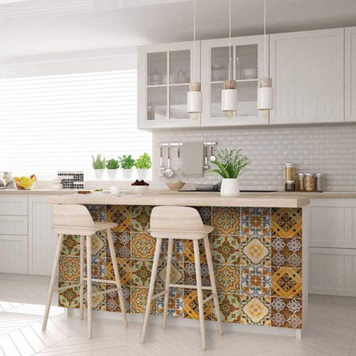7" X 7" Golden Multi Mosaic Peel and Stick Tiles - Image 9