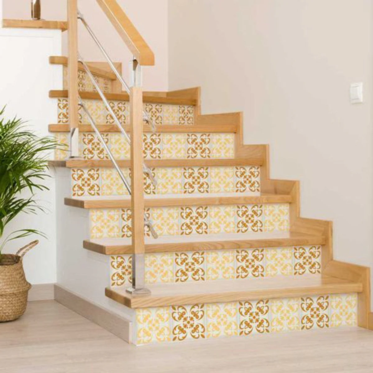 7" X 7" Golden Yellow Retro Peel And Stick Removable Tiles - Image 4