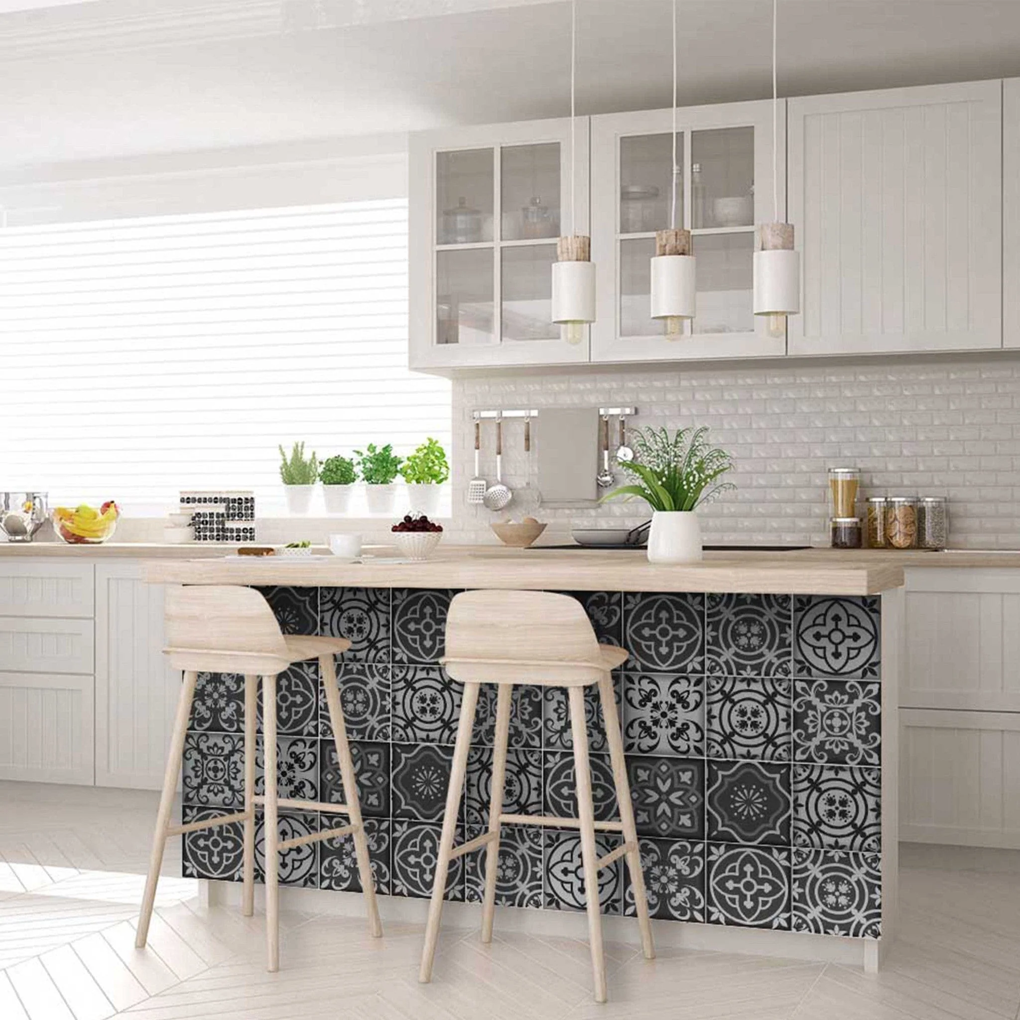 7" X 7" Gray and White Multi  Peel and Stick Removable Tiles - Image 8