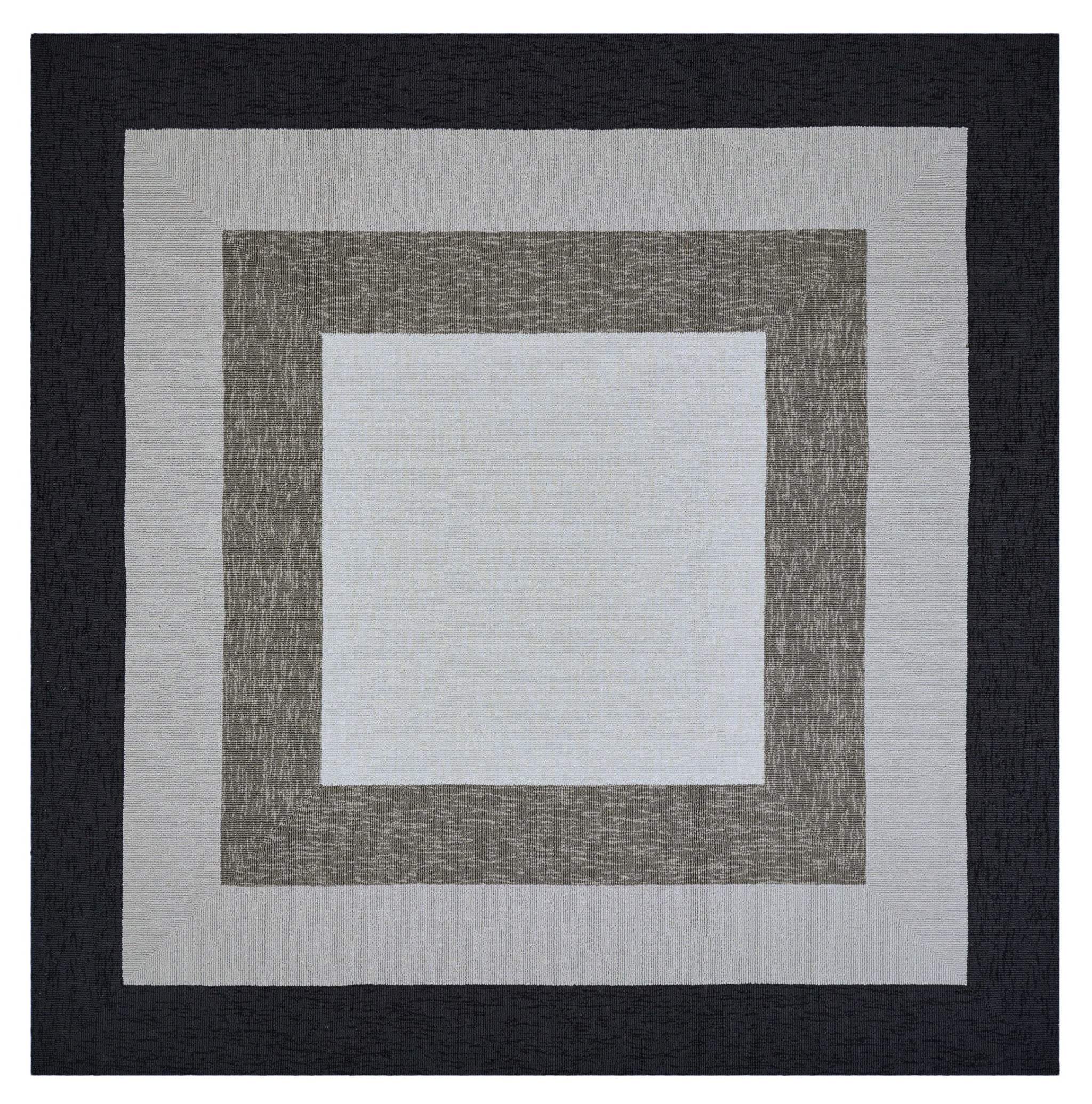 7' X 7' Gray Geometric Hand Hooked Area Rug - Image 2