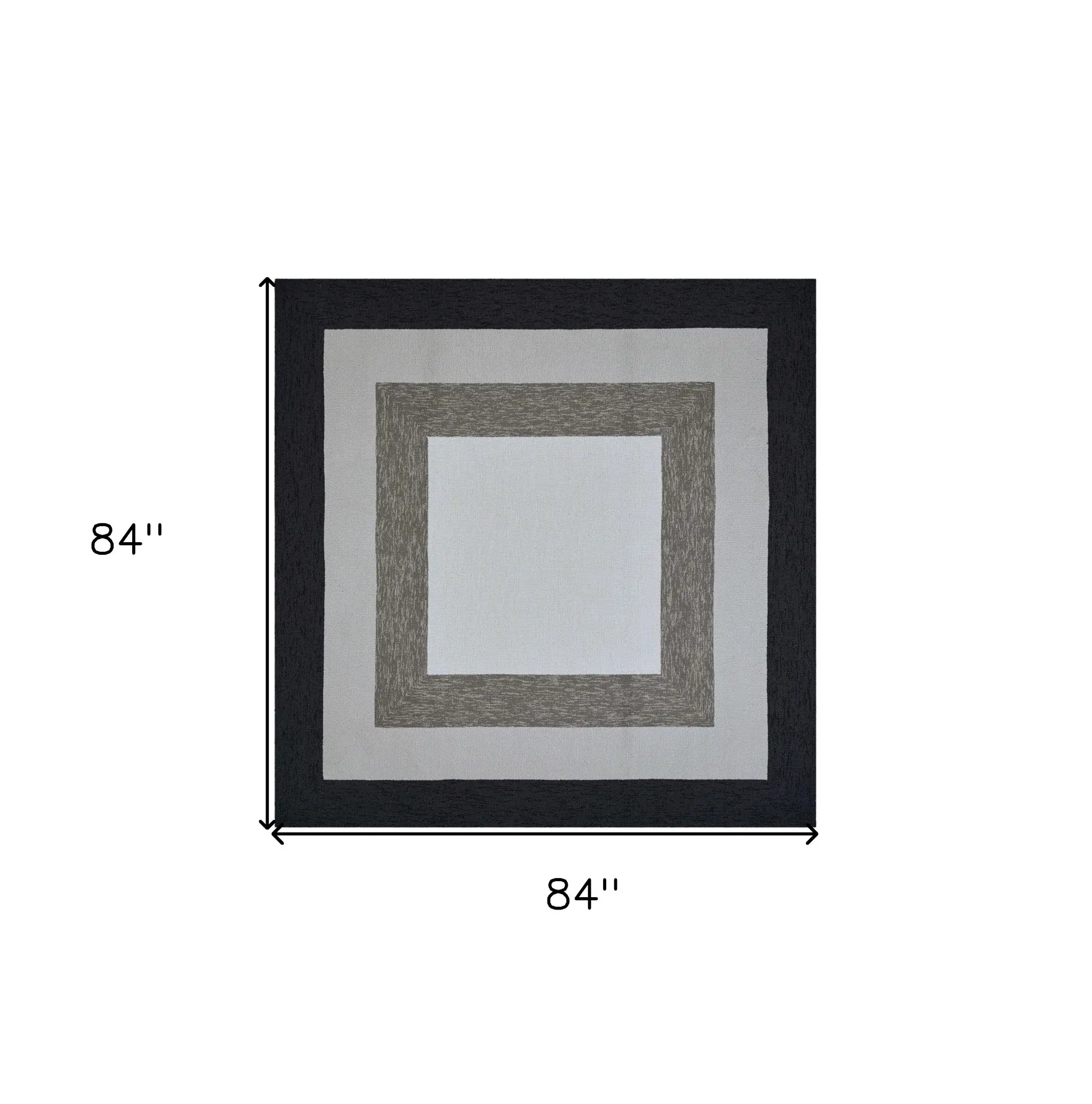 7' X 7' Gray Geometric Hand Hooked Area Rug - Image 3