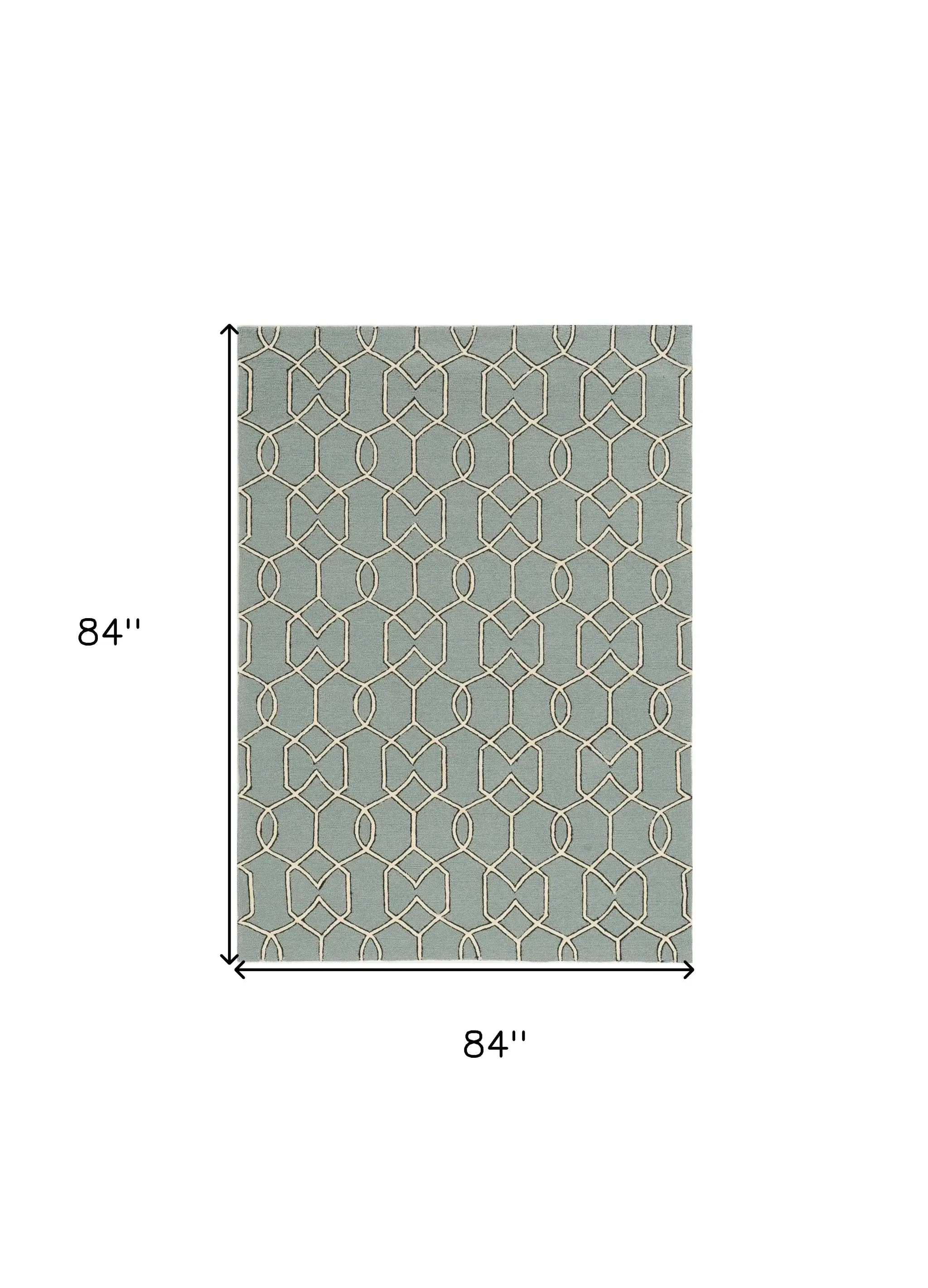 7' X 7' Green and Ivory Hand Hooked Area Rug - Image 3