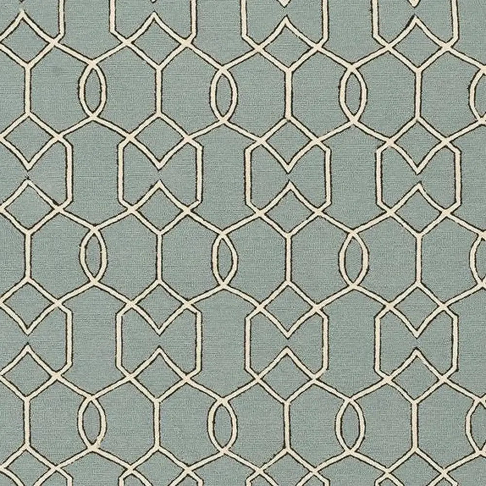 7' X 7' Green and Ivory Hand Hooked Area Rug - Image 4