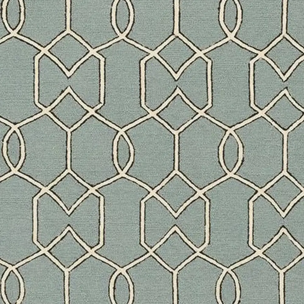 7' X 7' Green and Ivory Hand Hooked Area Rug - Image 5