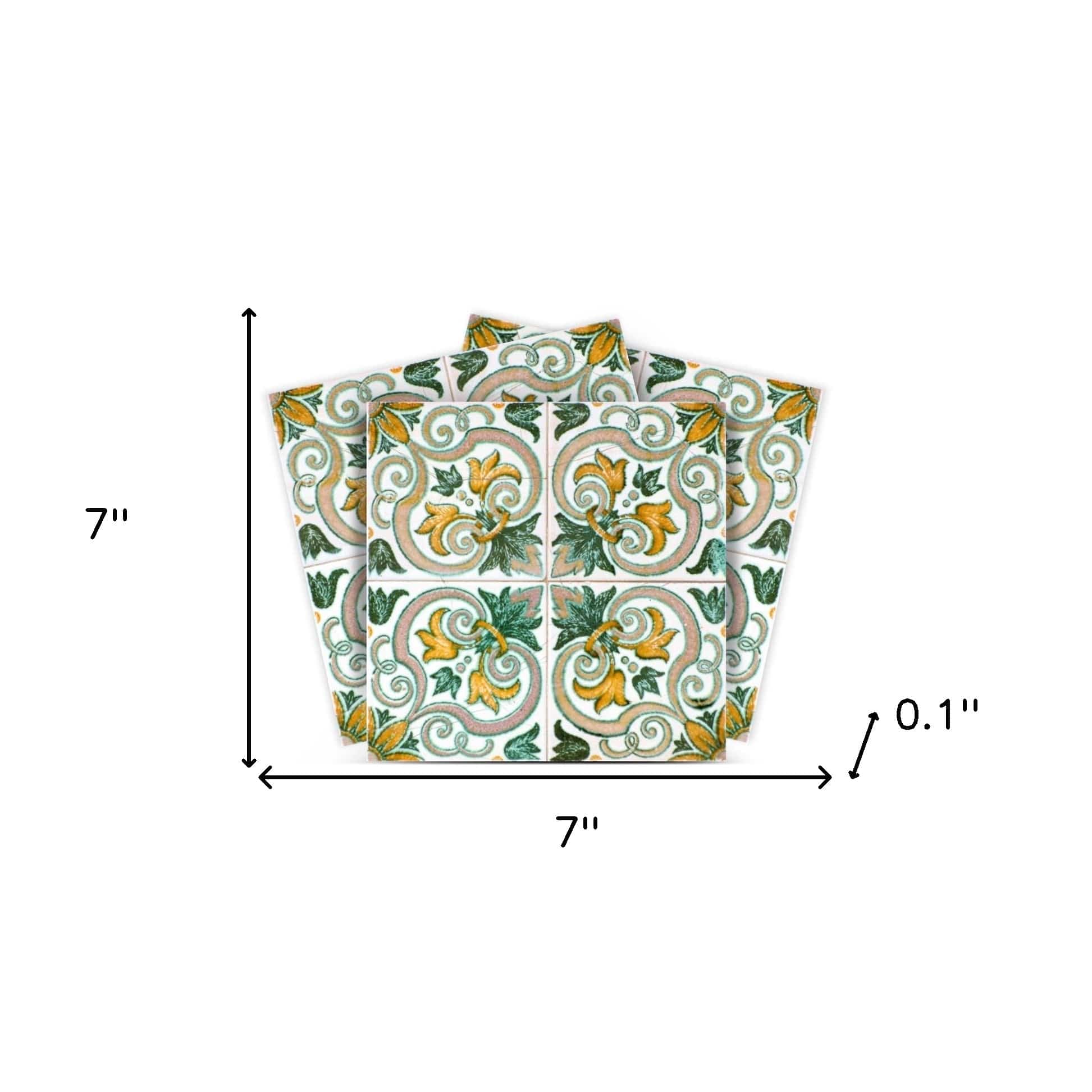7" X 7" Green Yellow Melo Peel and Stick Tiles - Image 9