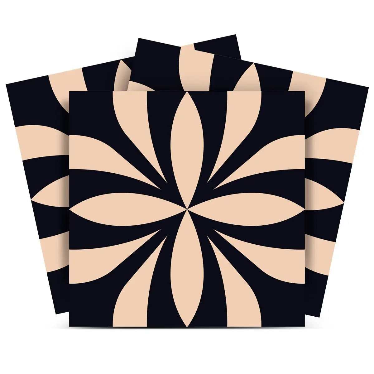 7" X 7" Intertwined Black And Cream Peel And Stick Removable Tiles - Image 3