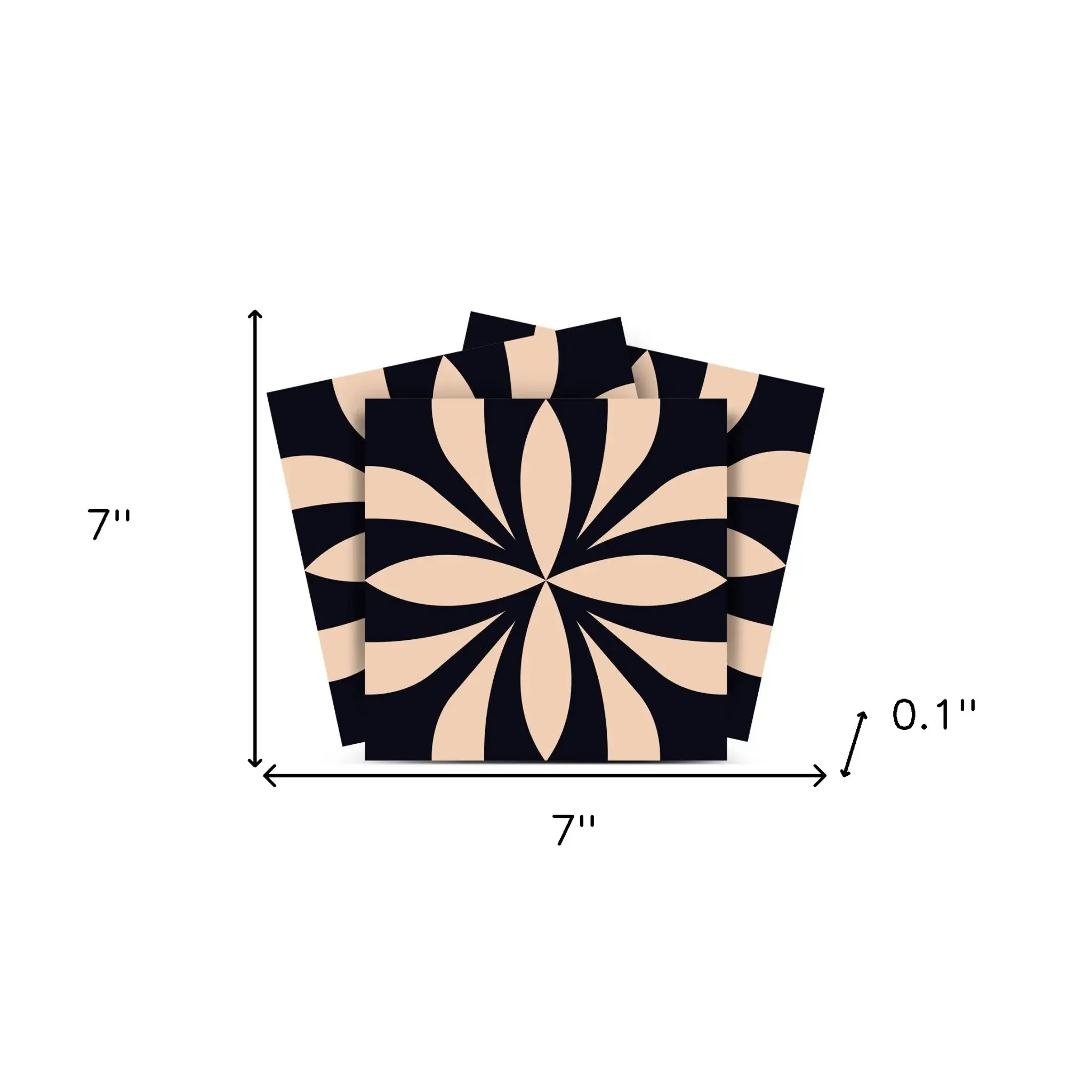 7" X 7" Intertwined Black And Cream Peel And Stick Removable Tiles - Image 9