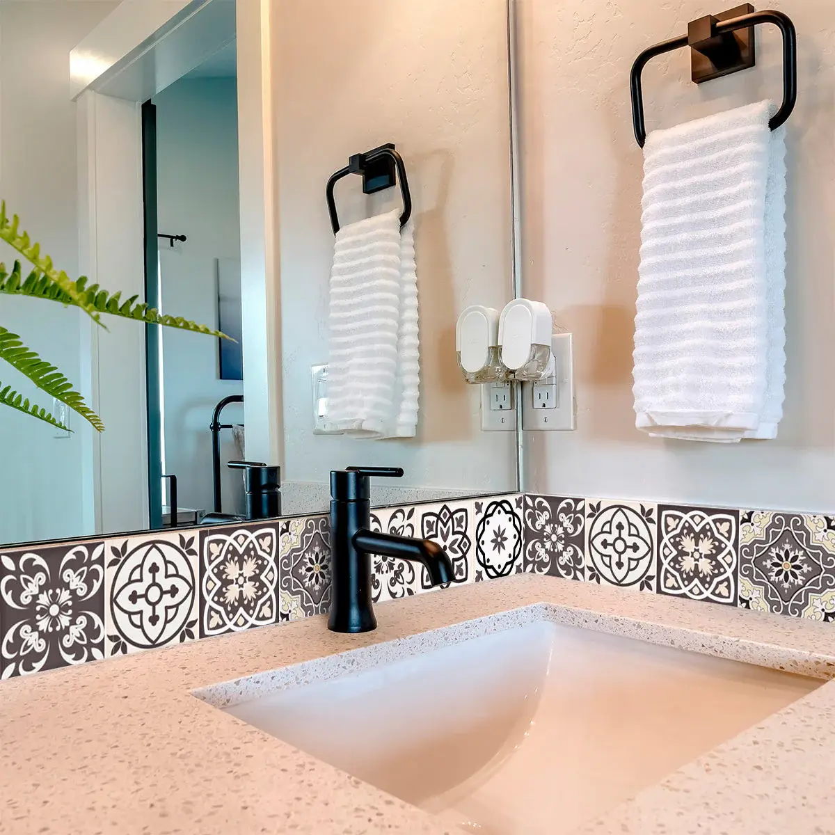 7" X 7" Light Brown And White Mosaic Peel And Stick Removable Tiles - Image 5