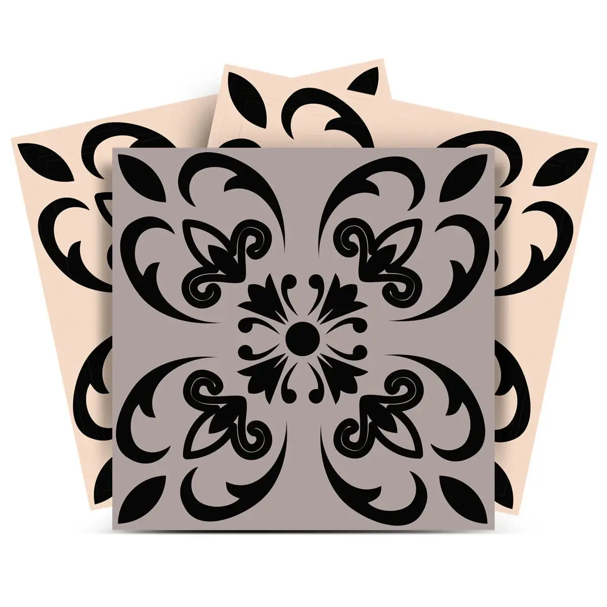 7" X 7" Light Grey And Cream Orchid Peel And Stick Removable Tiles - Image 3