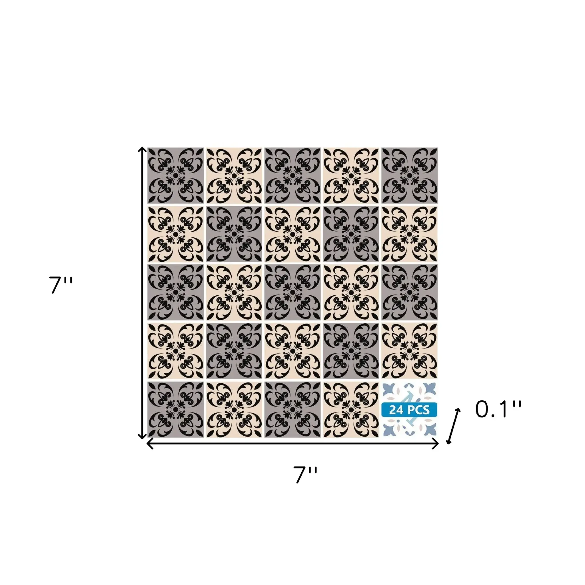 7" X 7" Light Grey And Cream Orchid Peel And Stick Removable Tiles - Image 9
