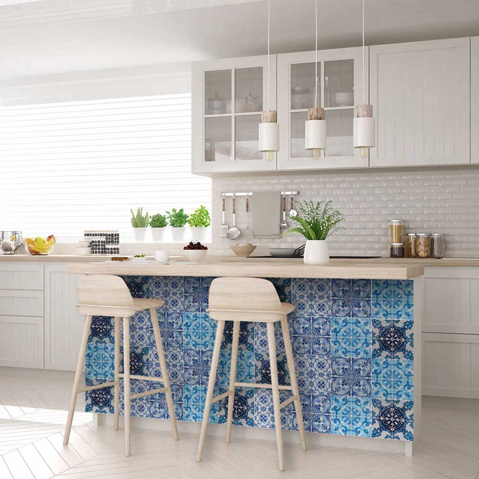 7" X 7" Mediterranean Blues Mosaic Peel and Stick Tiles - Image 8