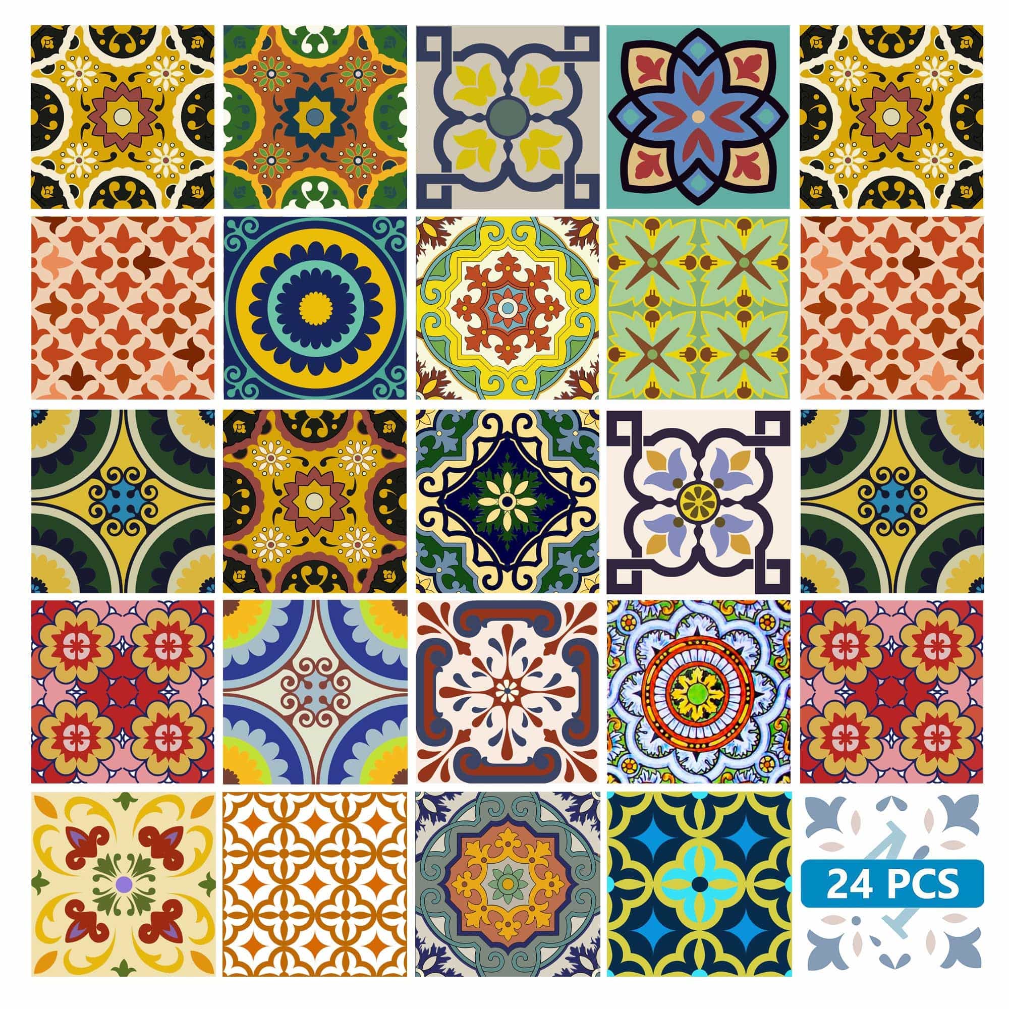 7" X 7" Mediterranean Brights Peel And Stick Removable Tiles - Image 2