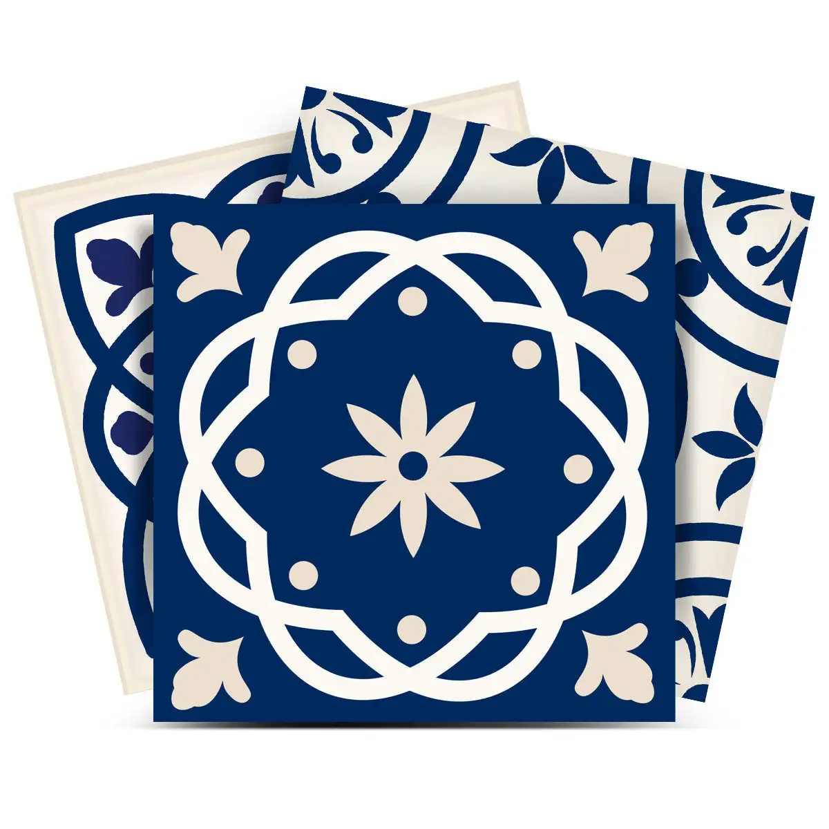 7" X 7" Midnight Blue And White Peel And Stick Removable Tiles - Image 3