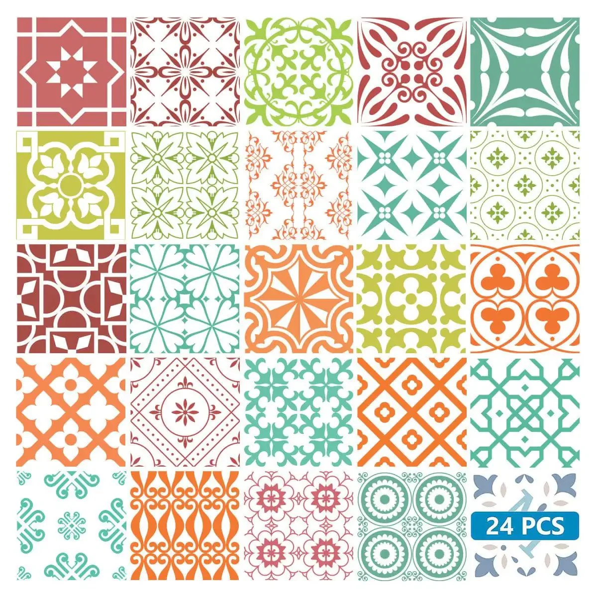 7" X 7" Muted Brights Mosaic Peel and Stick Removable Tiles - Image 4