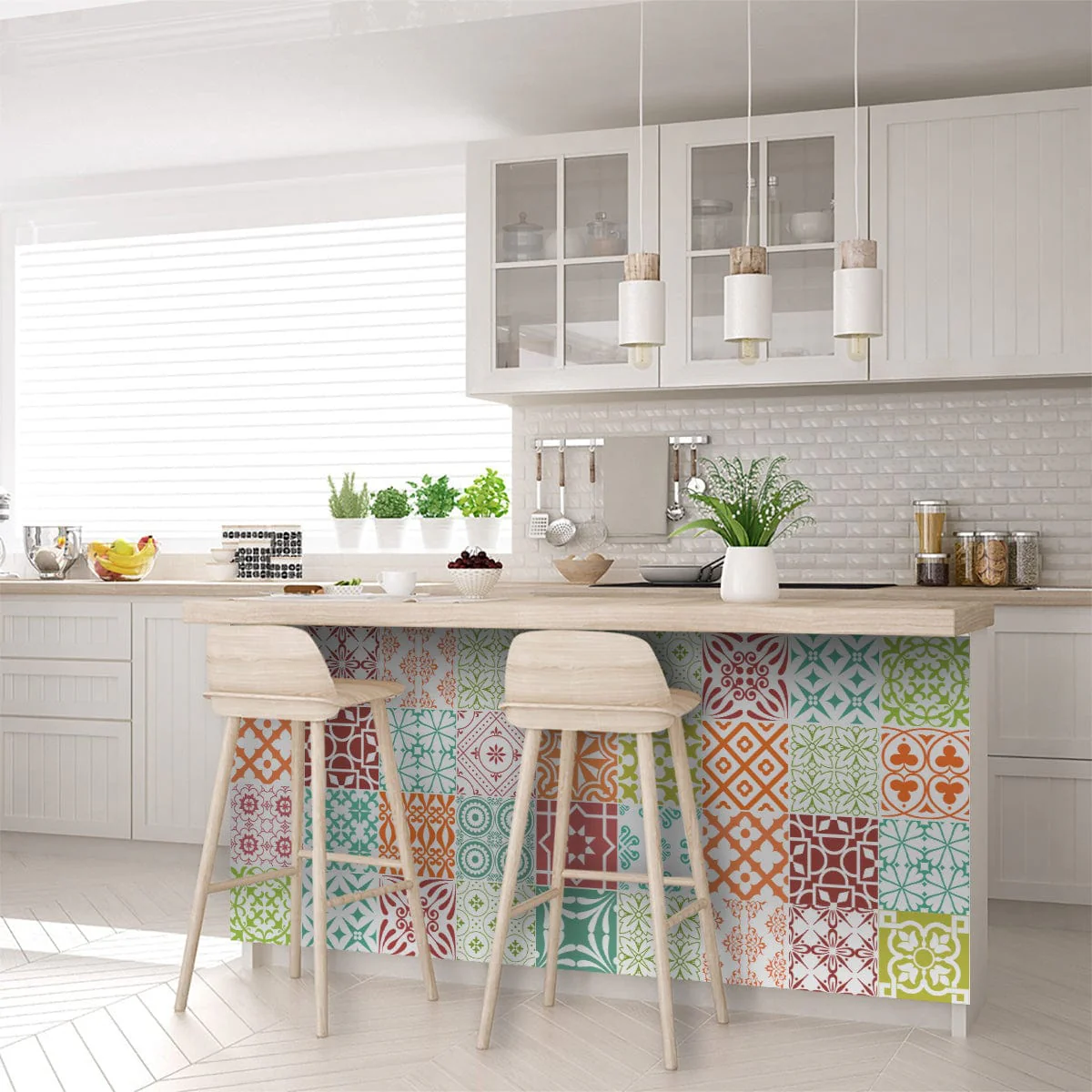 7" X 7" Muted Brights Mosaic Peel and Stick Removable Tiles - Image 9
