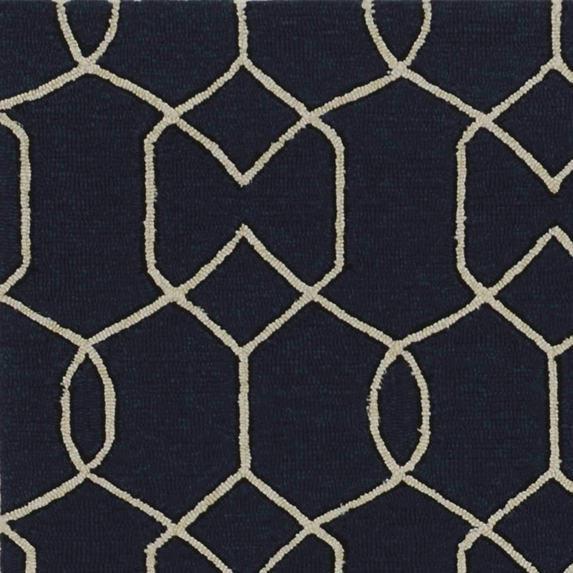7' X 7' Navy Blue Hand Hooked Area Rug - Image 4