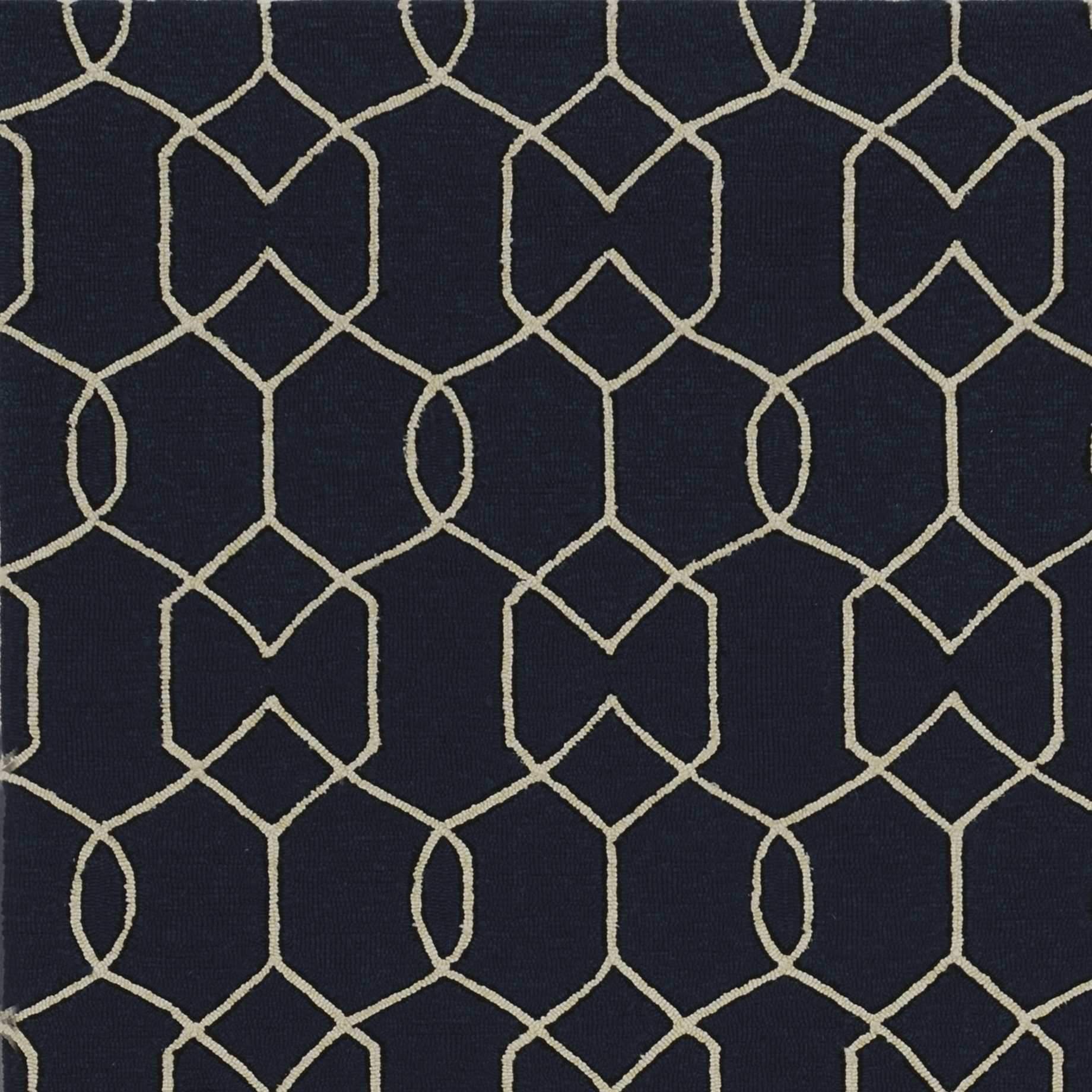 7' X 7' Navy Blue Hand Hooked Area Rug - Image 5