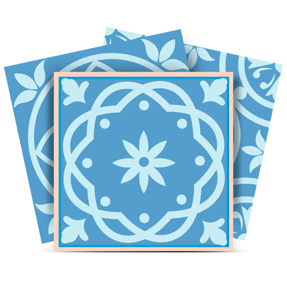 7" X 7" Ocean Blue Mosaic Peel And Stick Removable Tiles