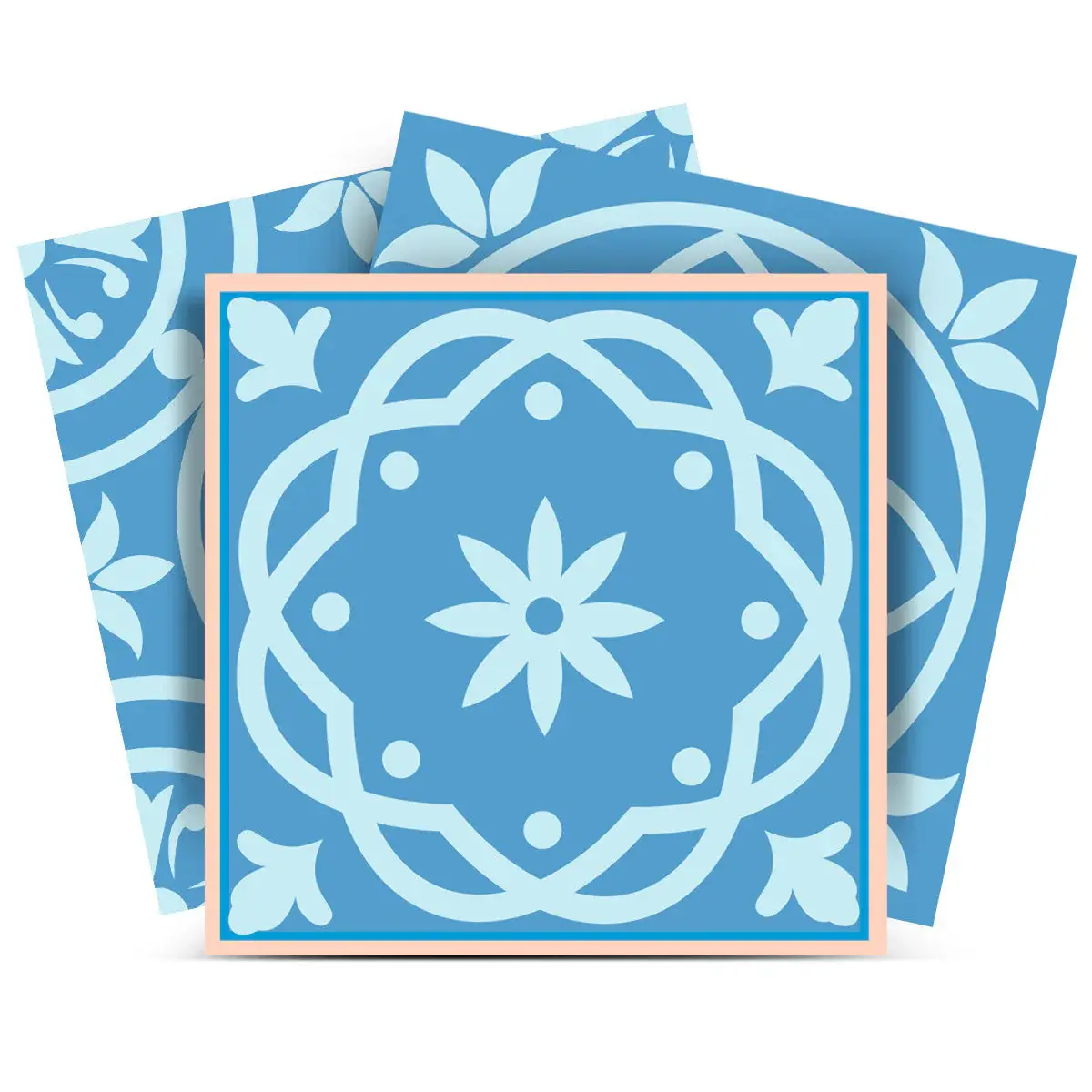 7" X 7" Ocean Blue Mosaic Peel And Stick Removable Tiles - Image 2
